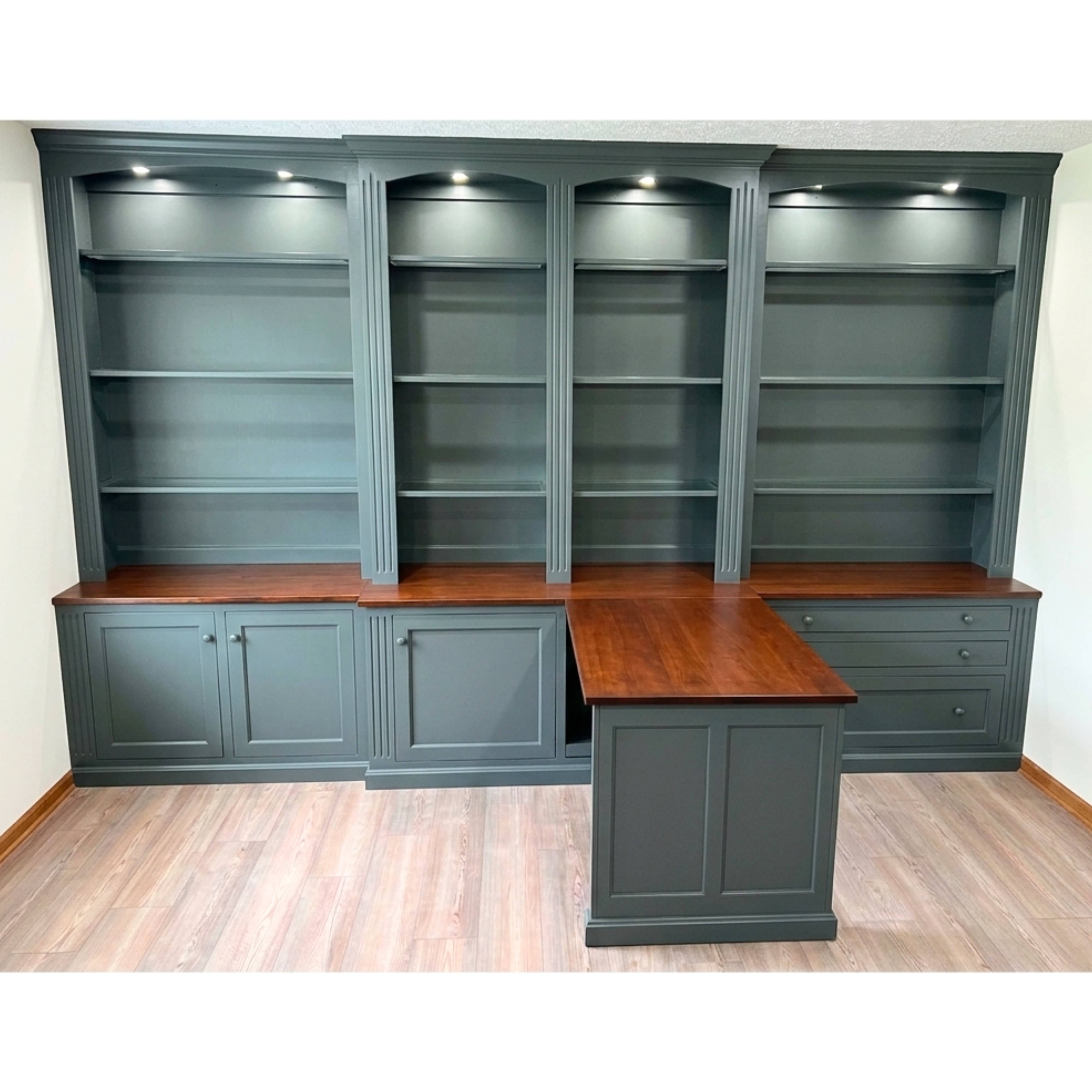 Custom Built - In Maple Fluted Partners Desk with Storage