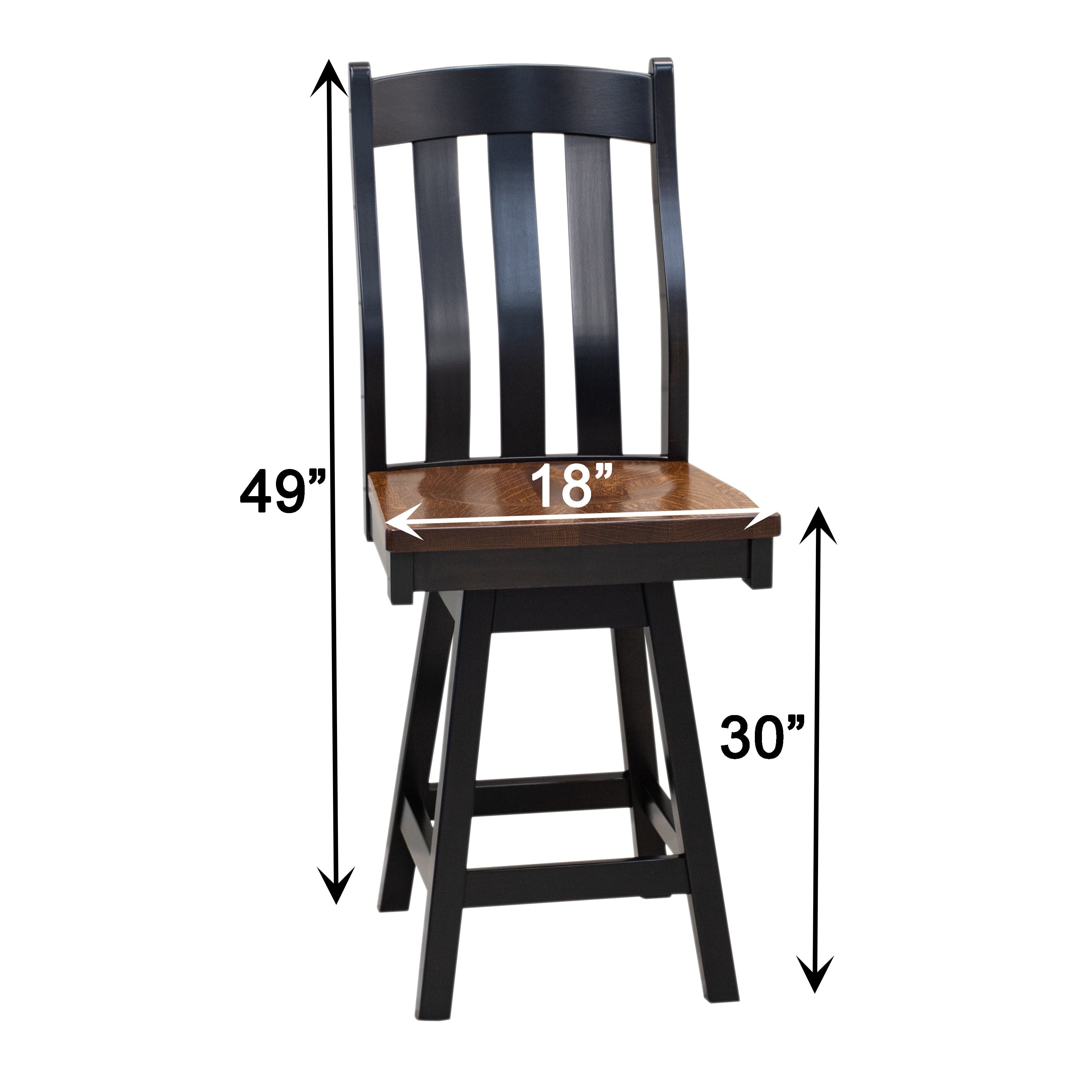 Fostoria Black & Wood 24" Swivel Bar Stool | M-EB&RQSWO-GB