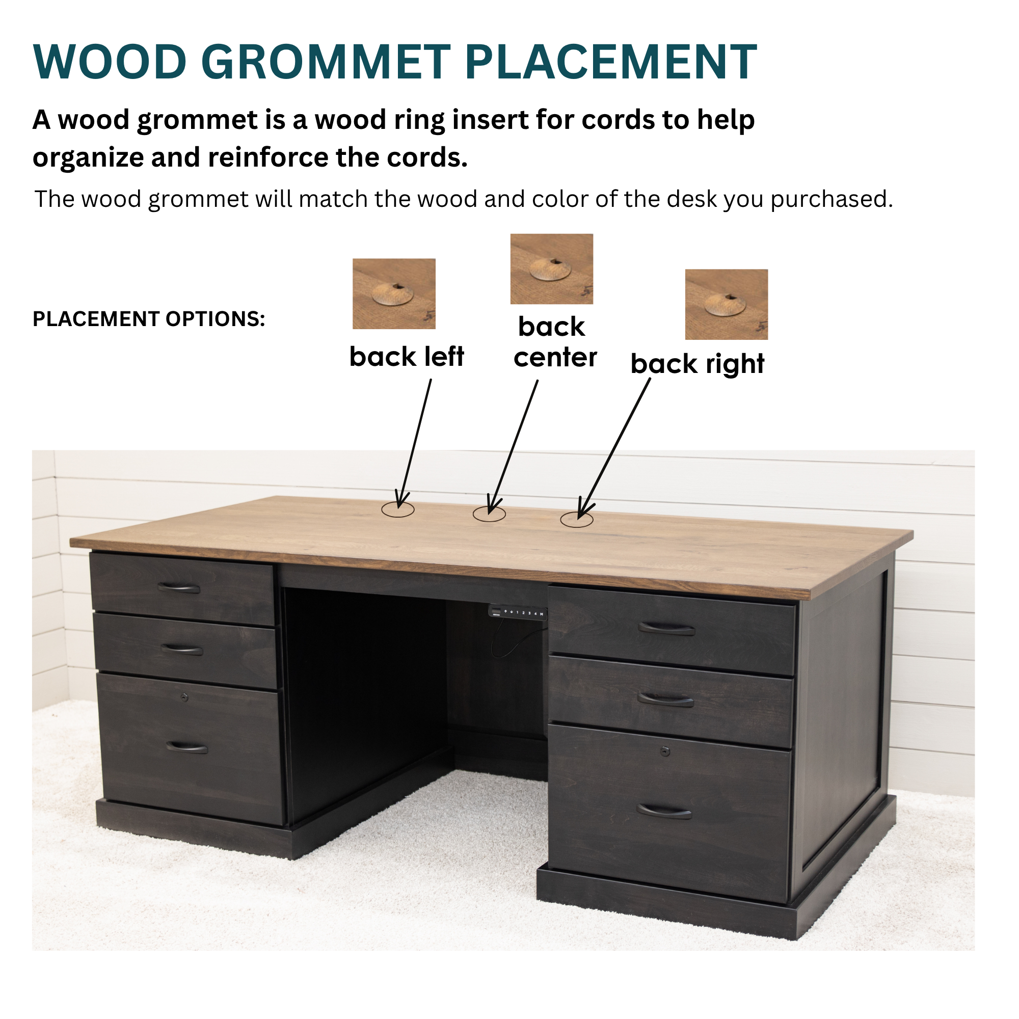 Harrison Black & Wood Adjustable Standing Desk with Drawers | M-DK&QSWO-CO