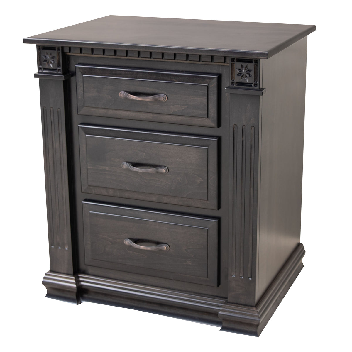 Heirloom Maple Wood 3-Drawer Nightstand | DK