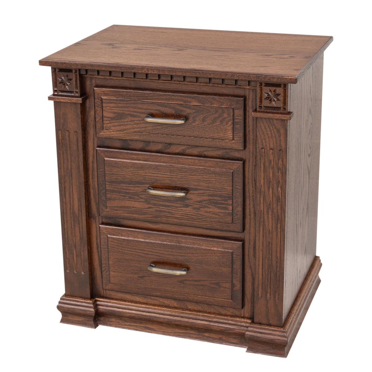 Heirloom Oak Wood 3-Drawer Nightstand | ASB