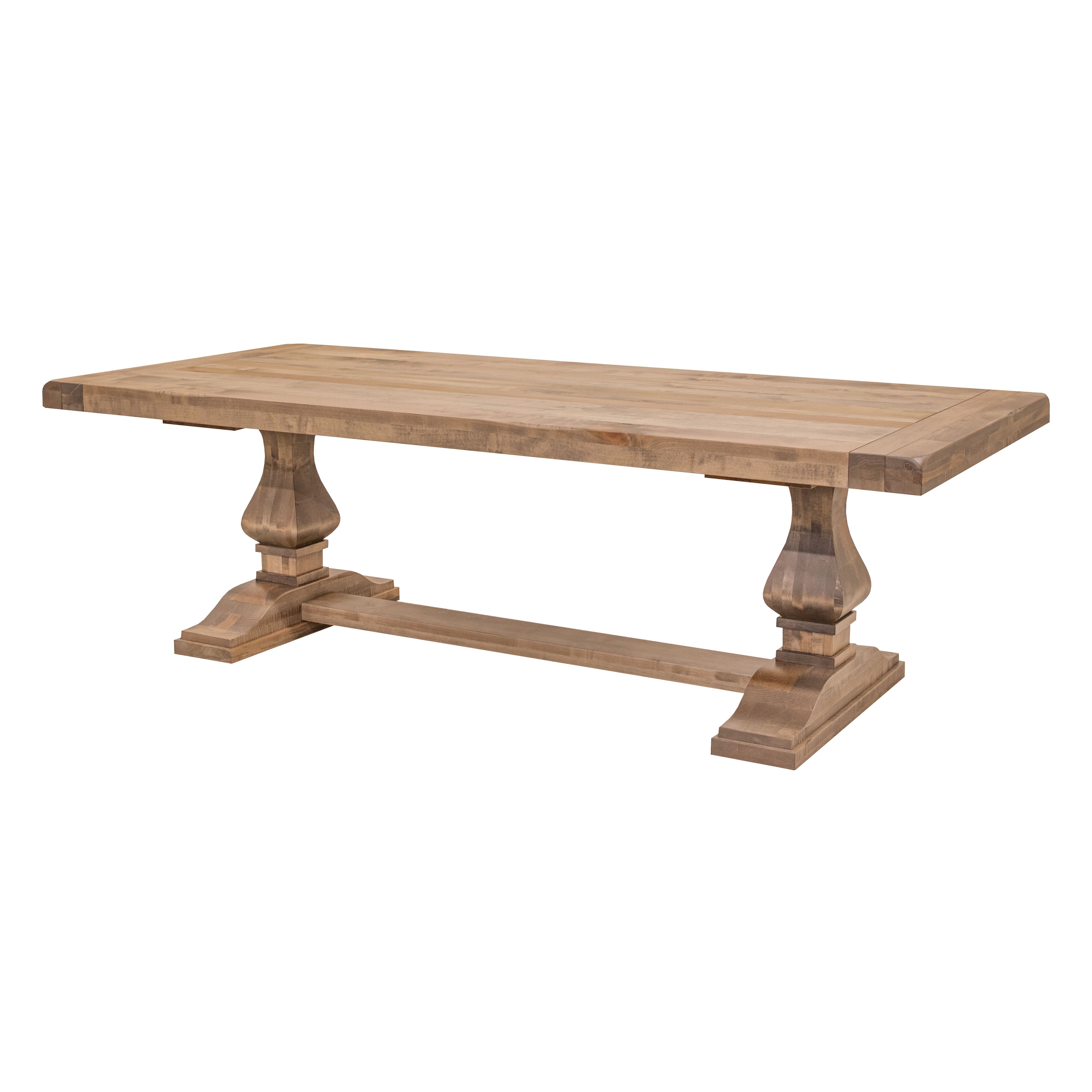 Hillside Maple Wood Large Modern Double Pedestal Extending Dining Table | WB