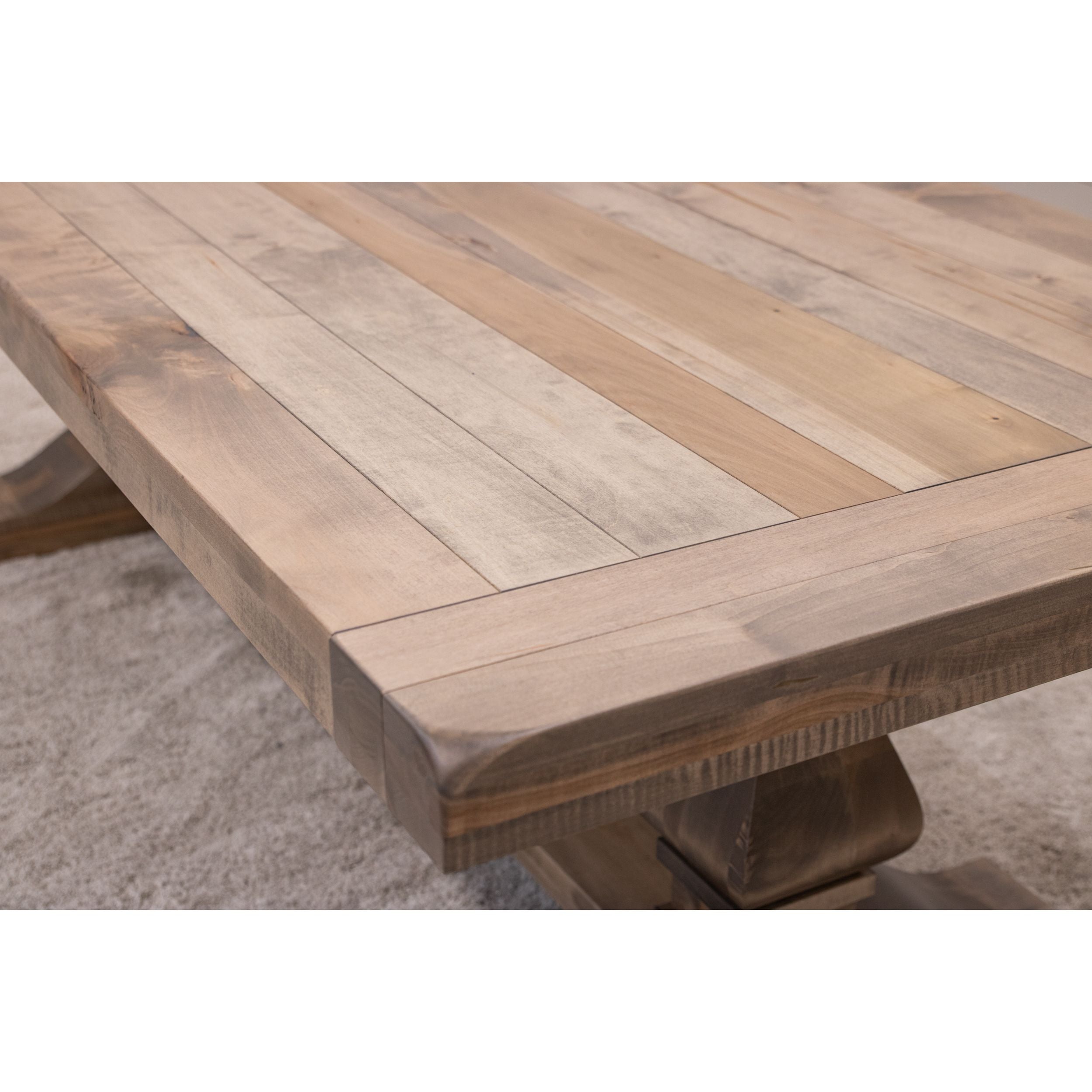 Hillside Maple Wood Large Modern Double Pedestal Extending Dining Table | WB