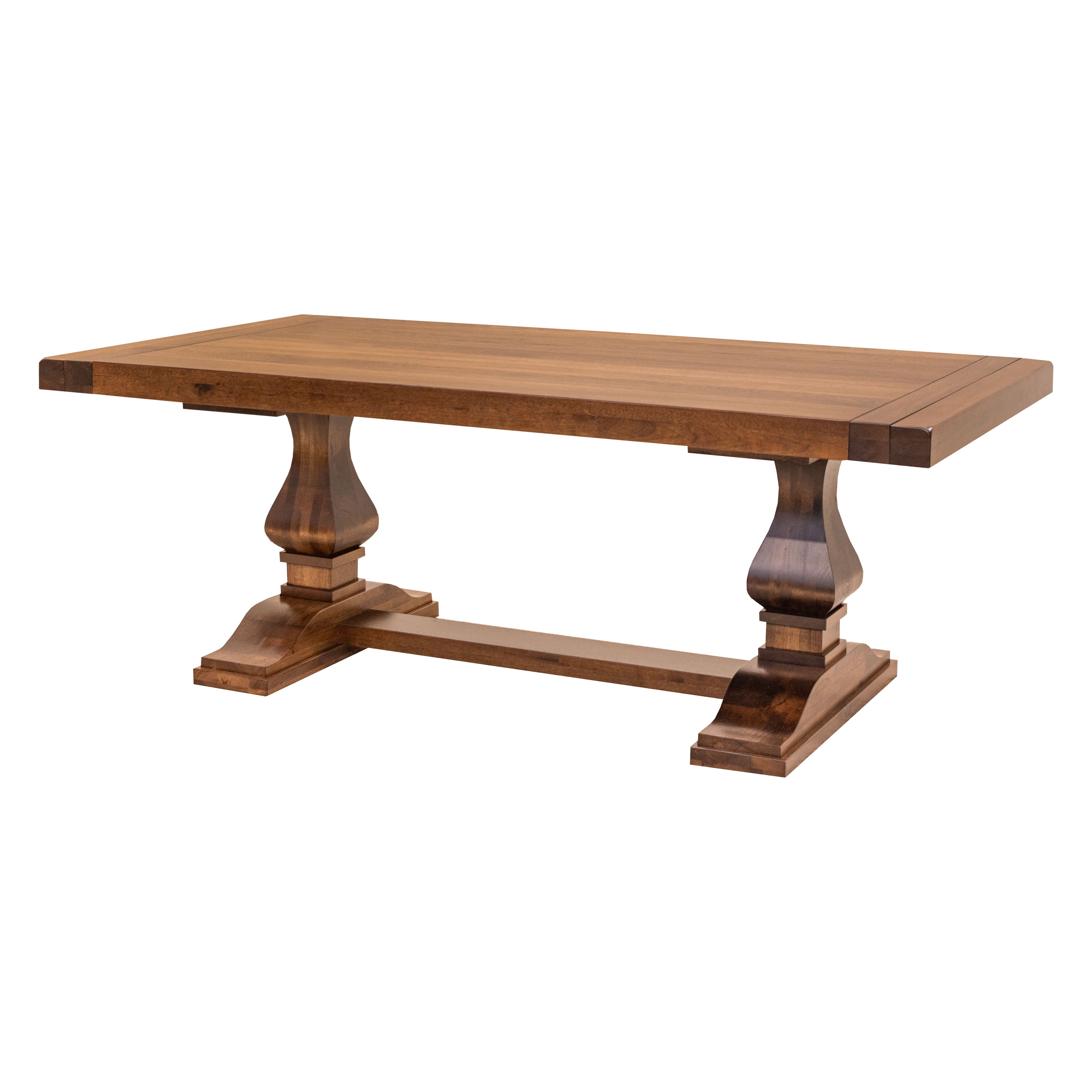 Hillside Hickory Wood Large Modern Double Pedestal Extending Dining Table | HC
