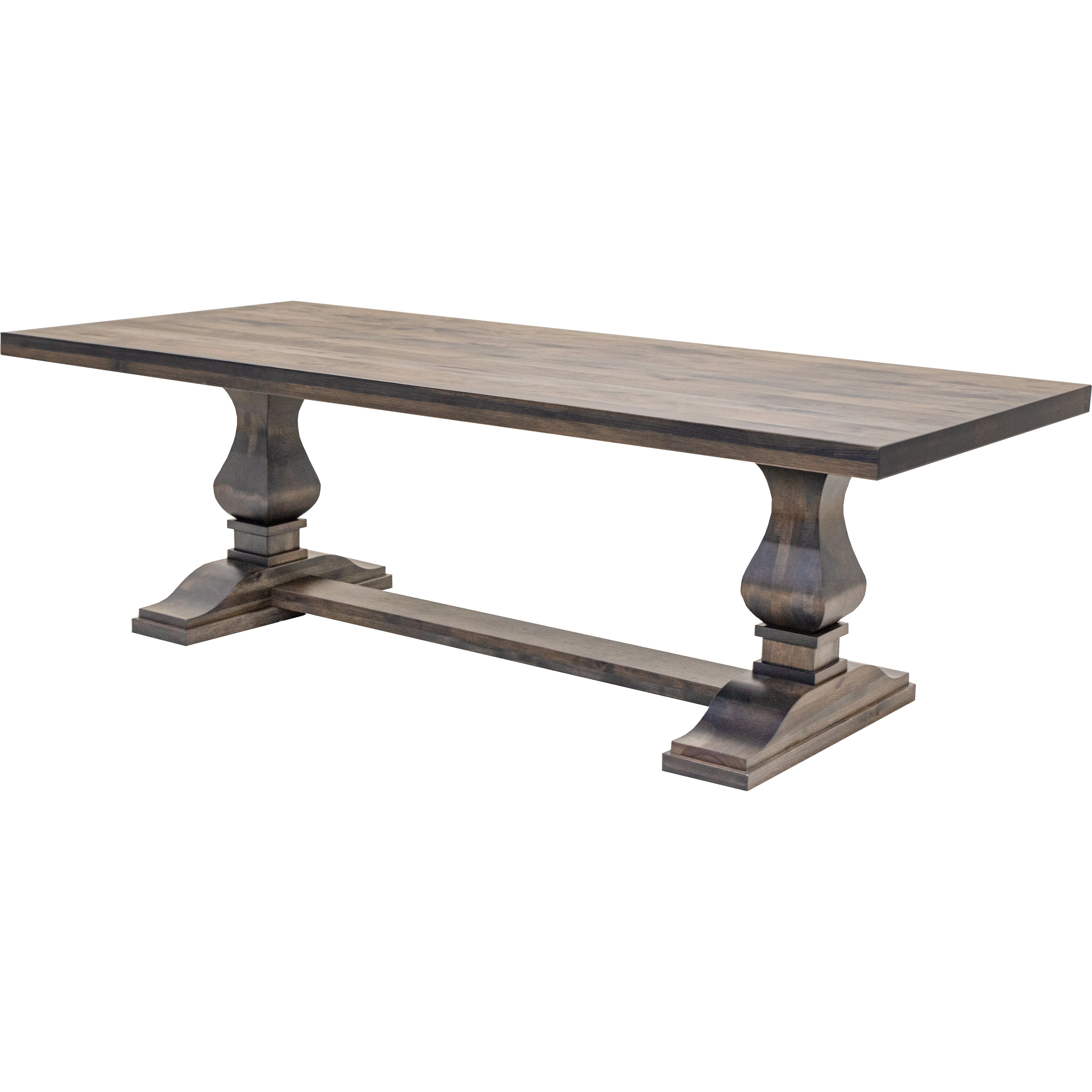 Hillside Hickory Wood Large Modern Double Pedestal Extending Dining Table | SB