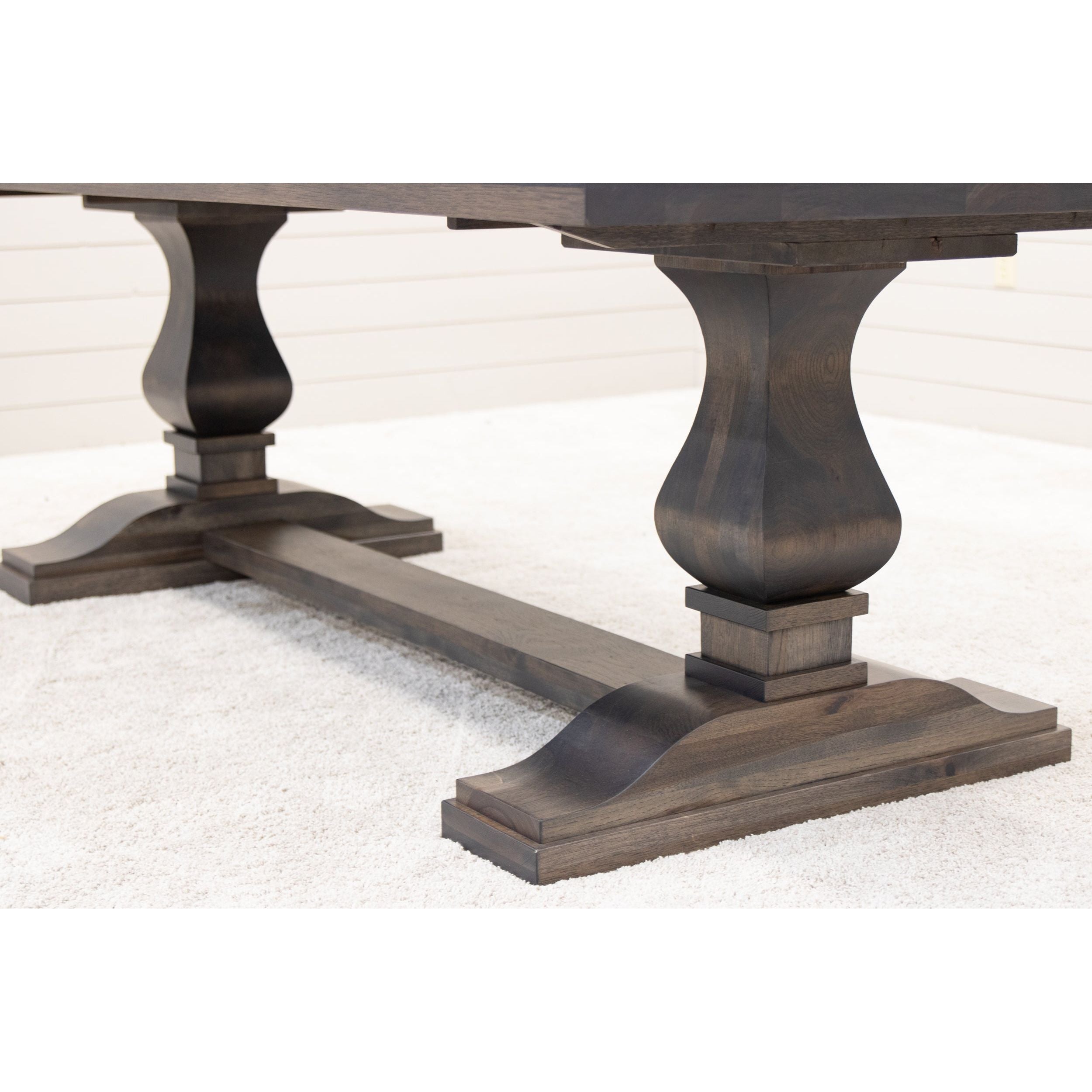 Hillside Hickory Wood Large Modern Double Pedestal Extending Dining Table | SB