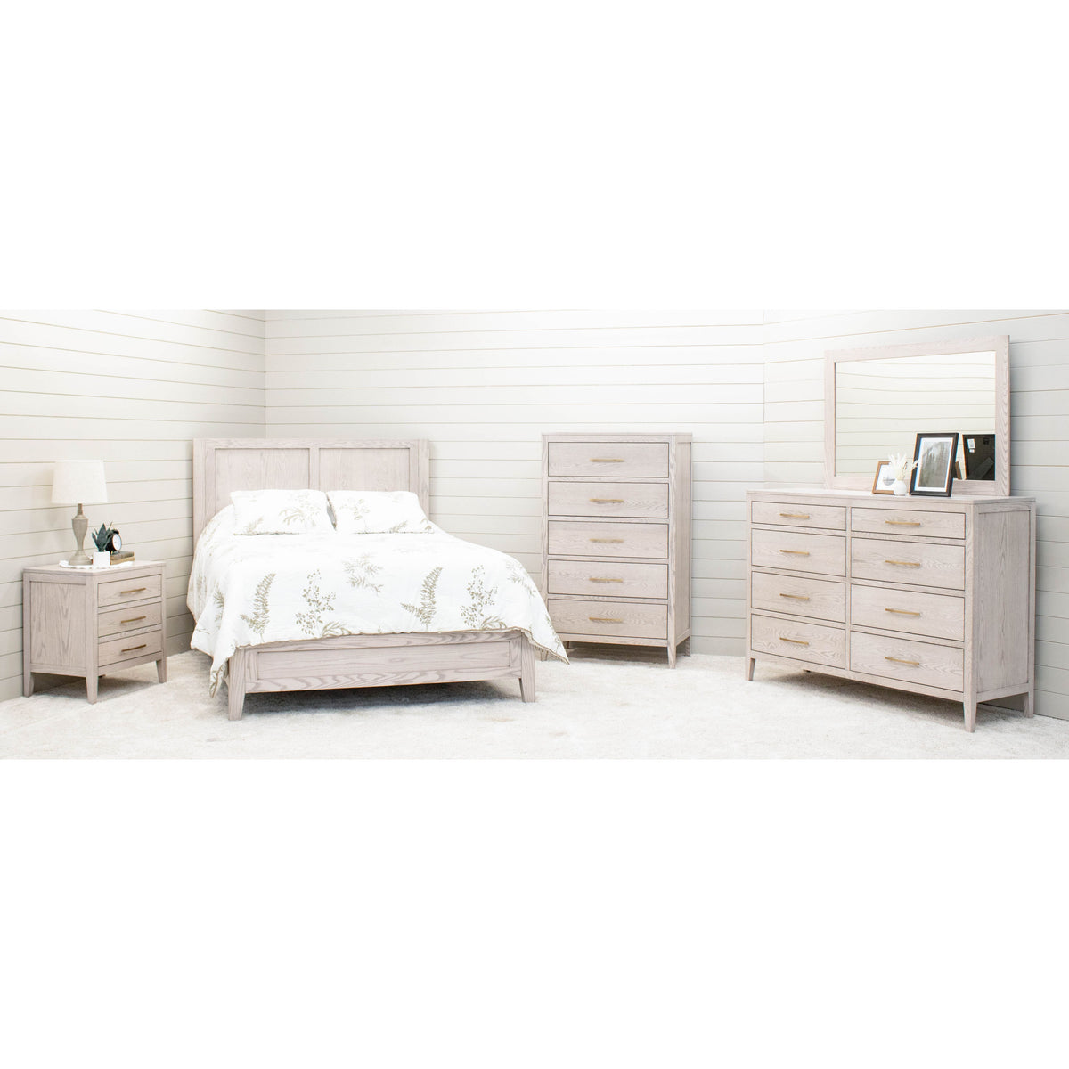 Hilton King Oak Wood Storage Platform Bed | SS