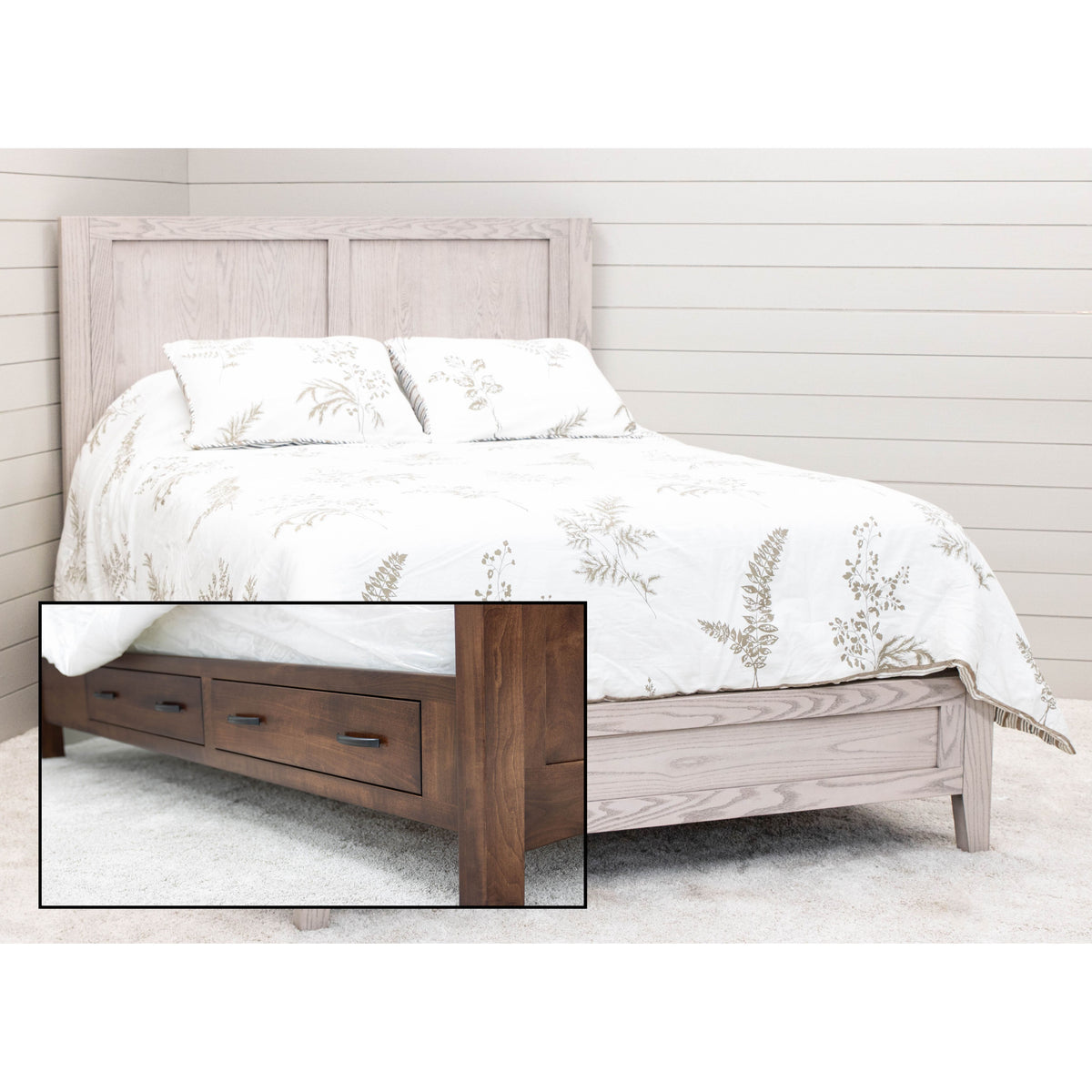 Hilton King Oak Wood Storage Platform Bed | SS