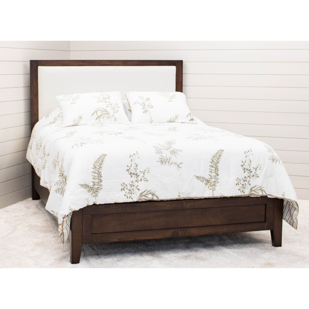Hilton California King Maple Wood Bed with Upholstered Headboard | BV