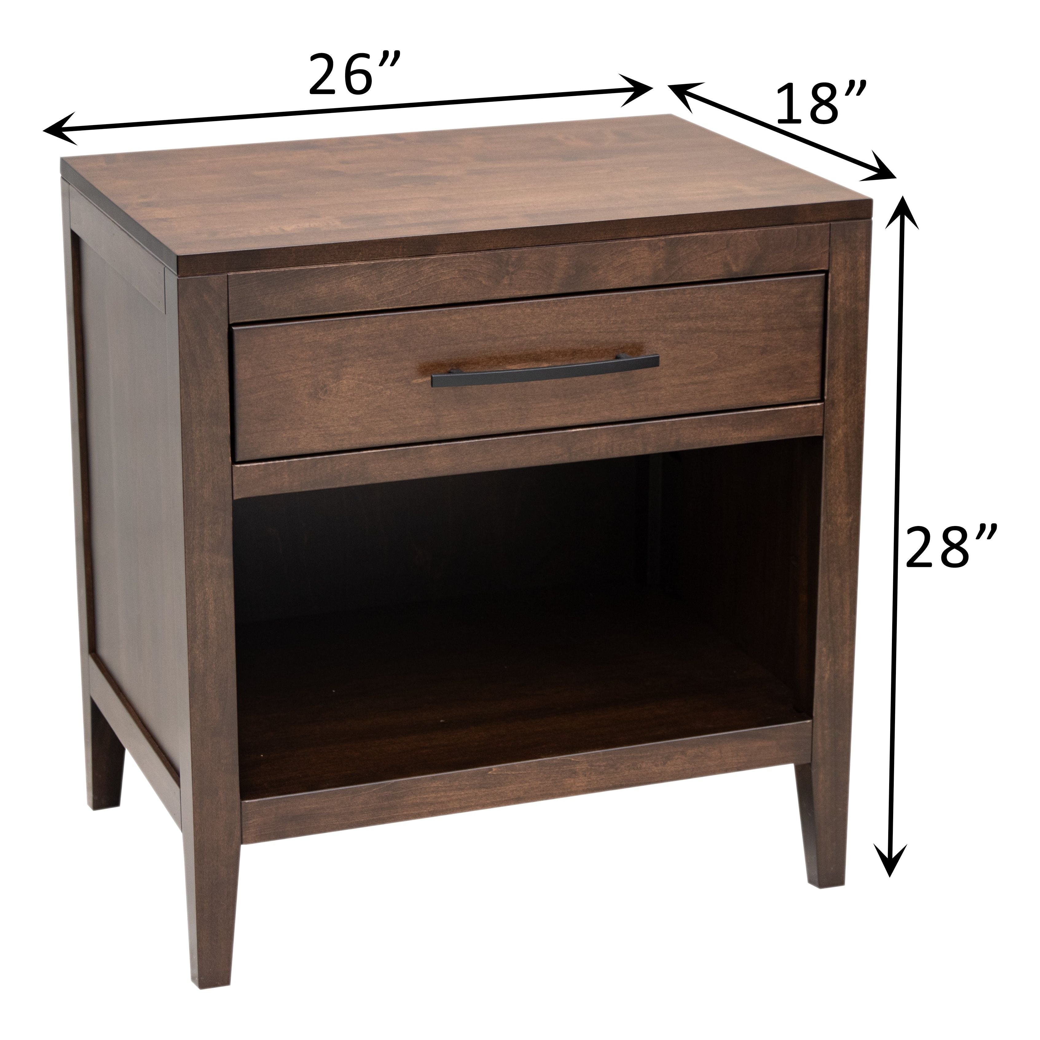 Hilton 1-Drawer, Open Nightstand