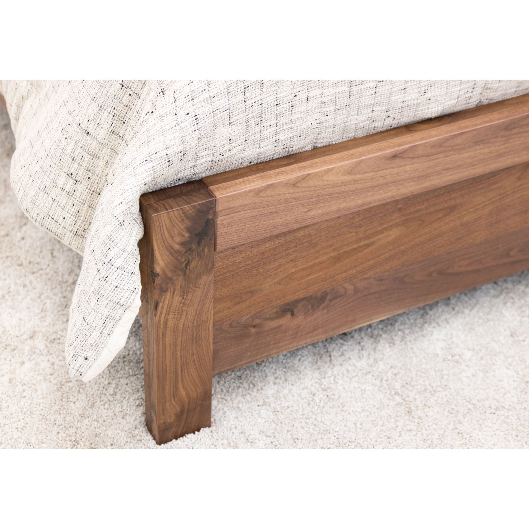 Hudson Full Walnut Wood Bed with Upholstered Headboard | NAT
