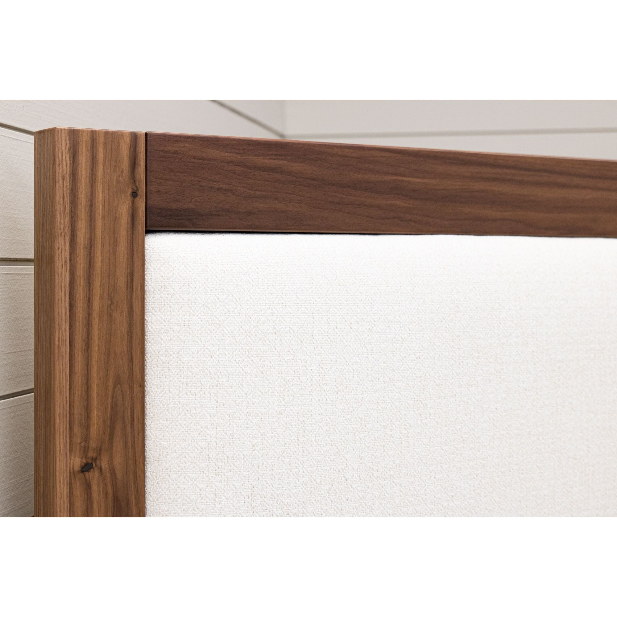 Hudson Full Walnut Wood Bed with Upholstered Headboard | NAT