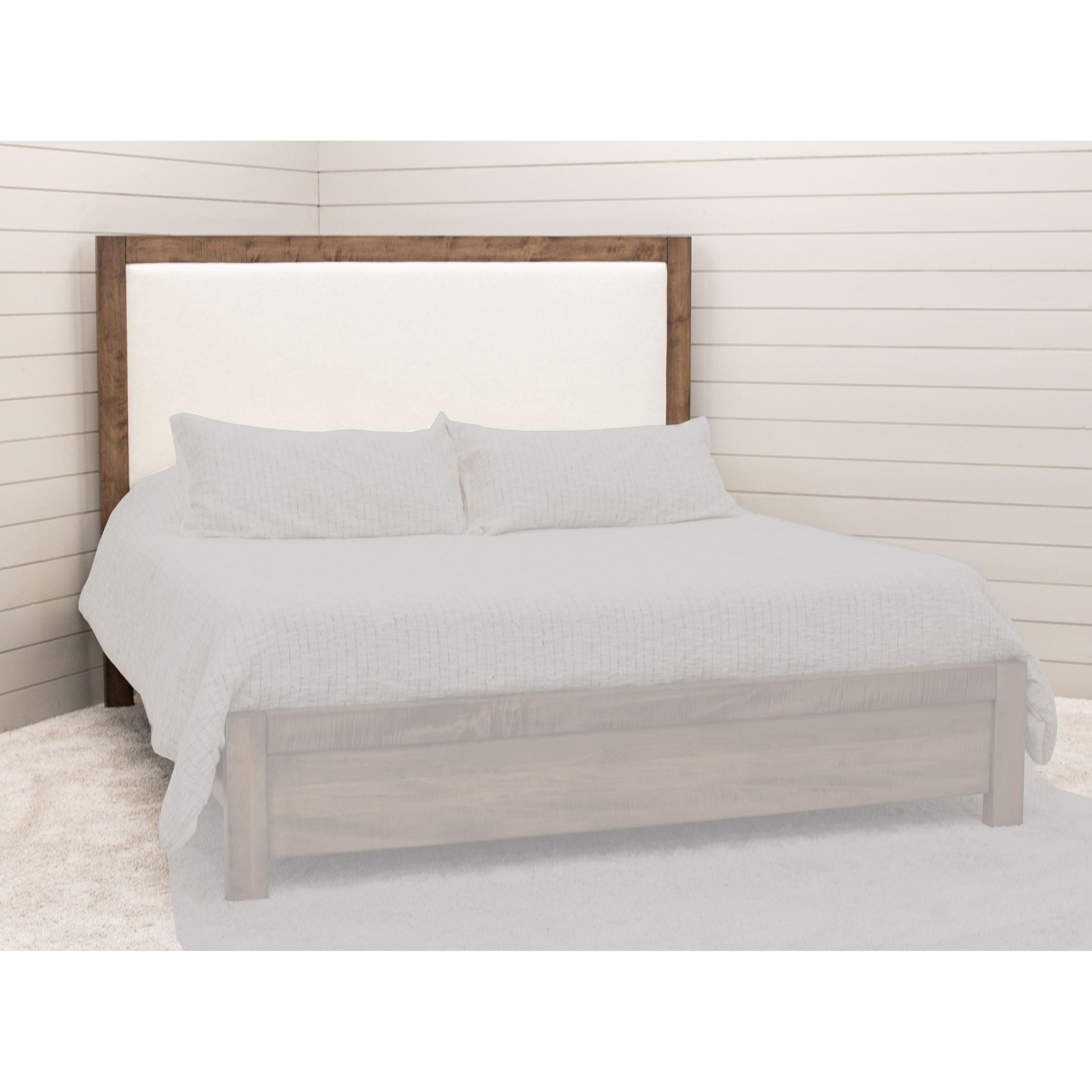 Hudson Full Maple Wood Bed with Upholstered Headboard | CO