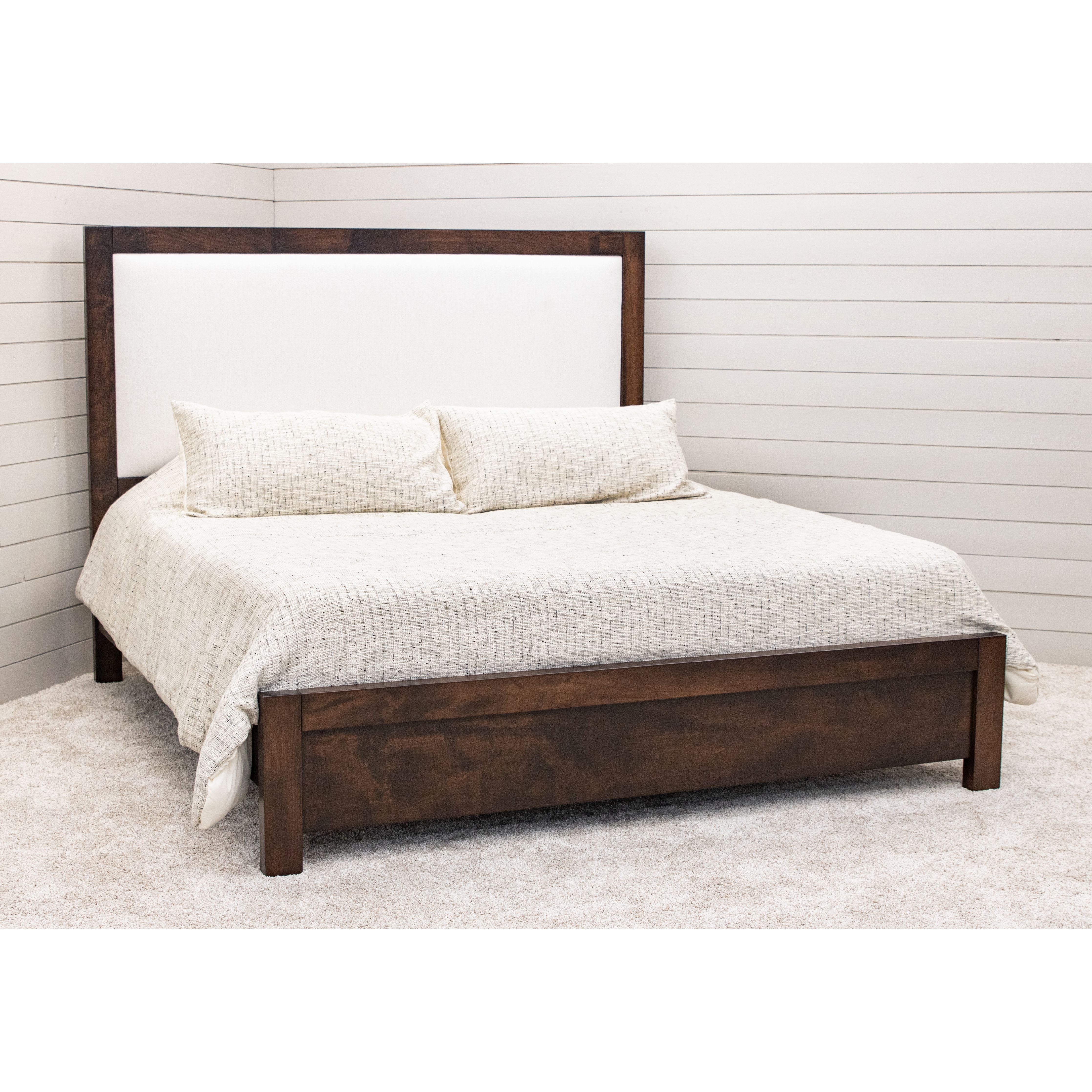 Hudson King Maple Wood Bed with Upholstered Headboard | BV