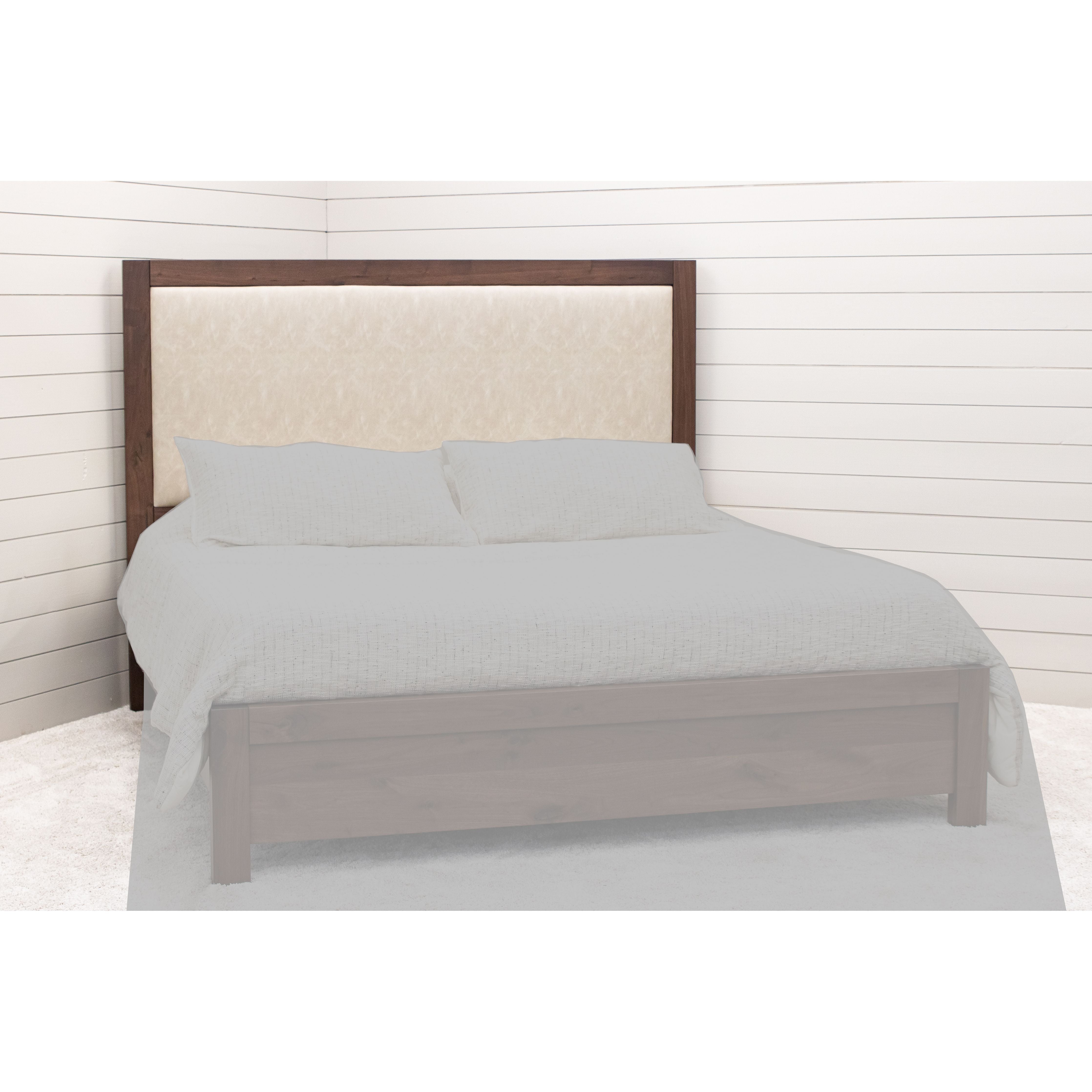 Hudson Full Walnut Wood Bed with Upholstered Headboard | CO
