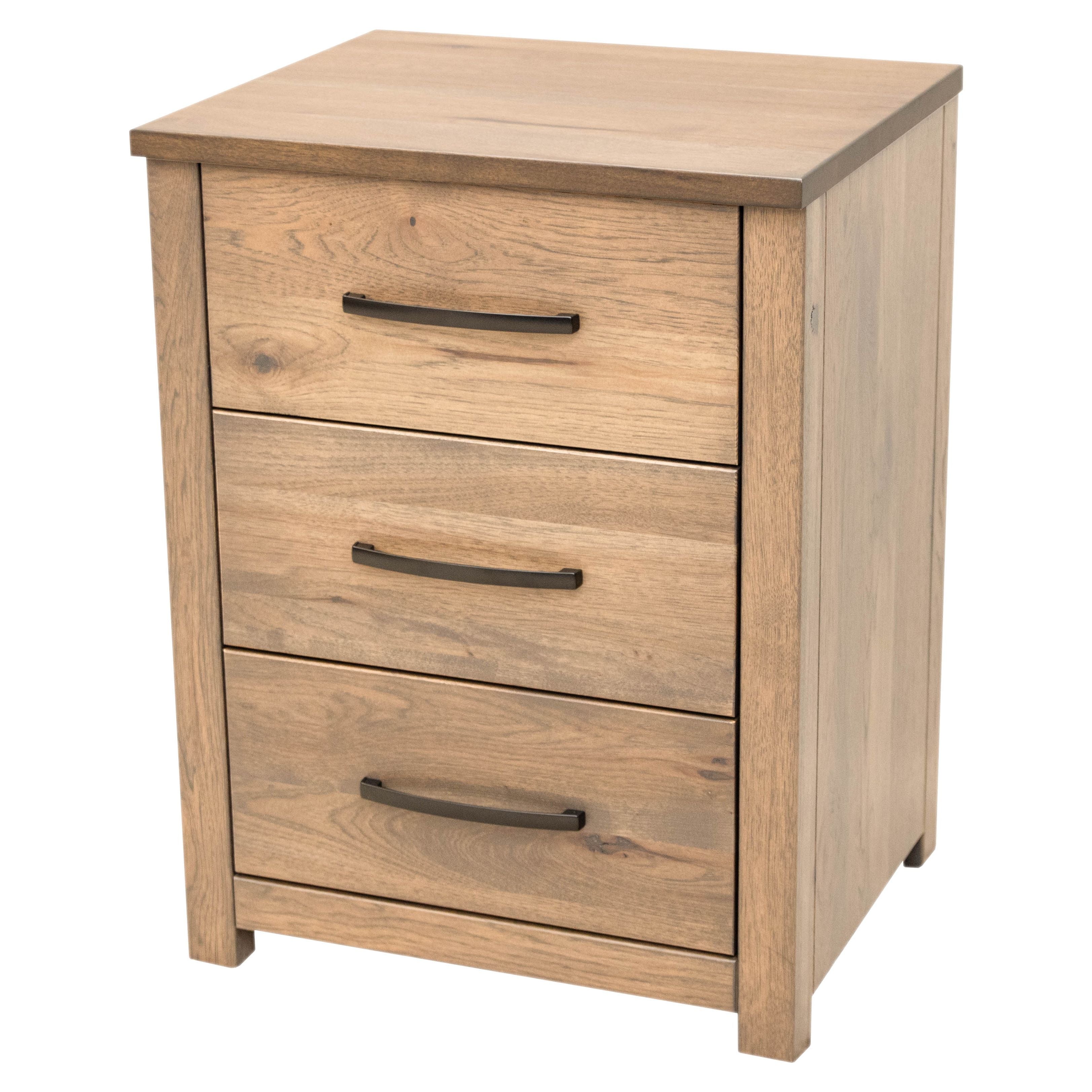 Hudson Hickory Wood 3-Drawer Nightstand | WB
