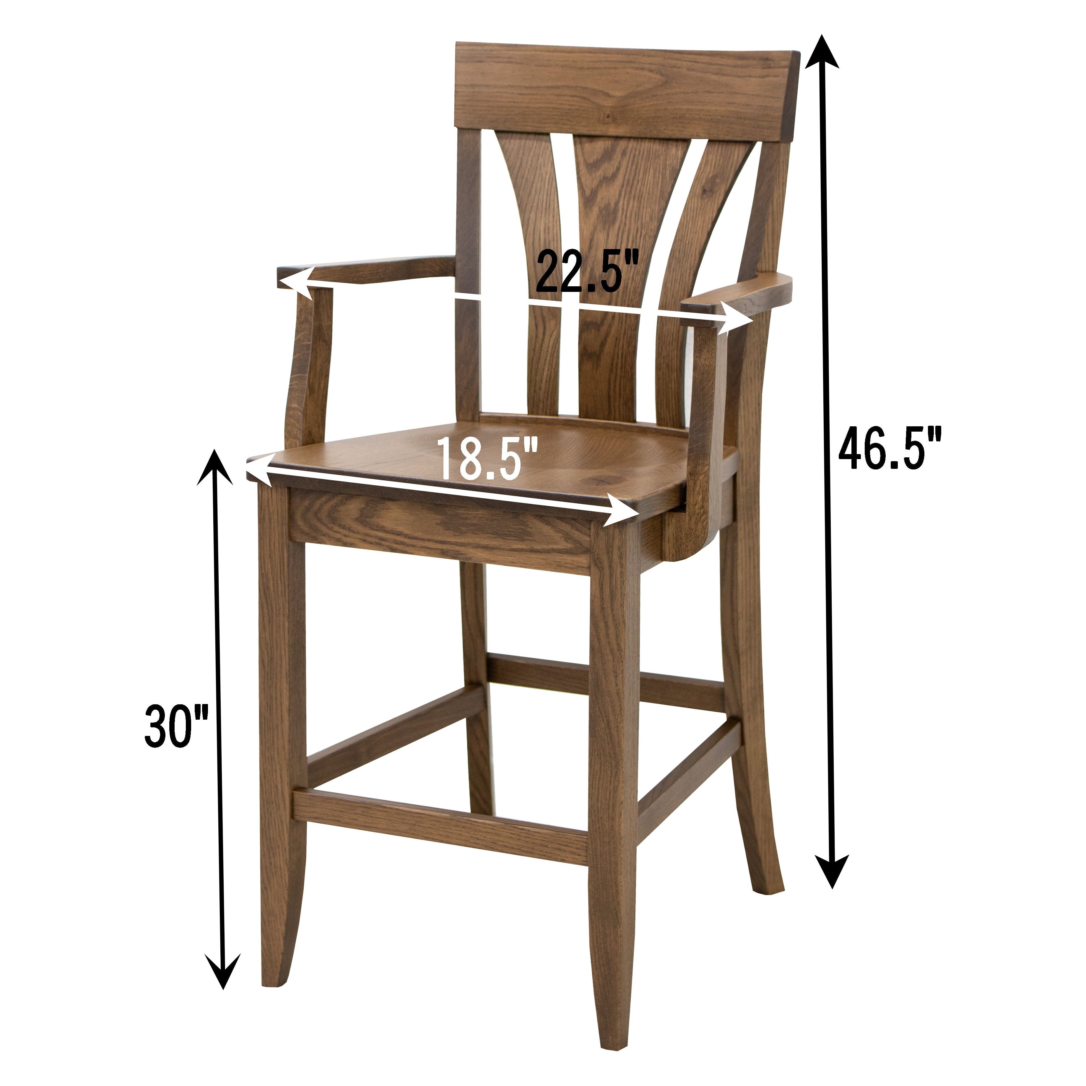 Hudson White Oak Wood 24" Stationary Bar Stool with Arms | CO