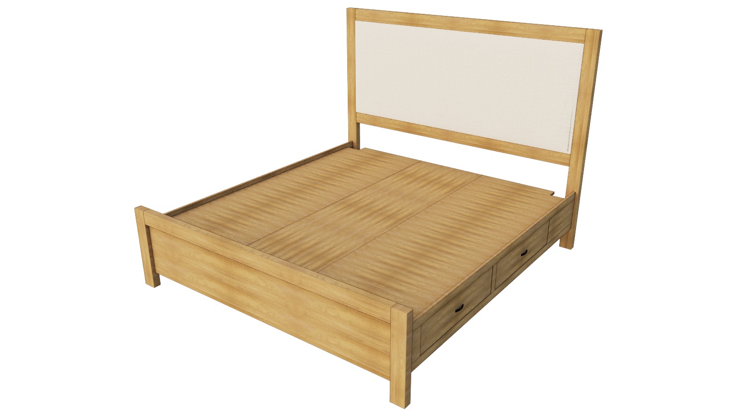 Hudson Wooden Bed Frame showing details on platform base