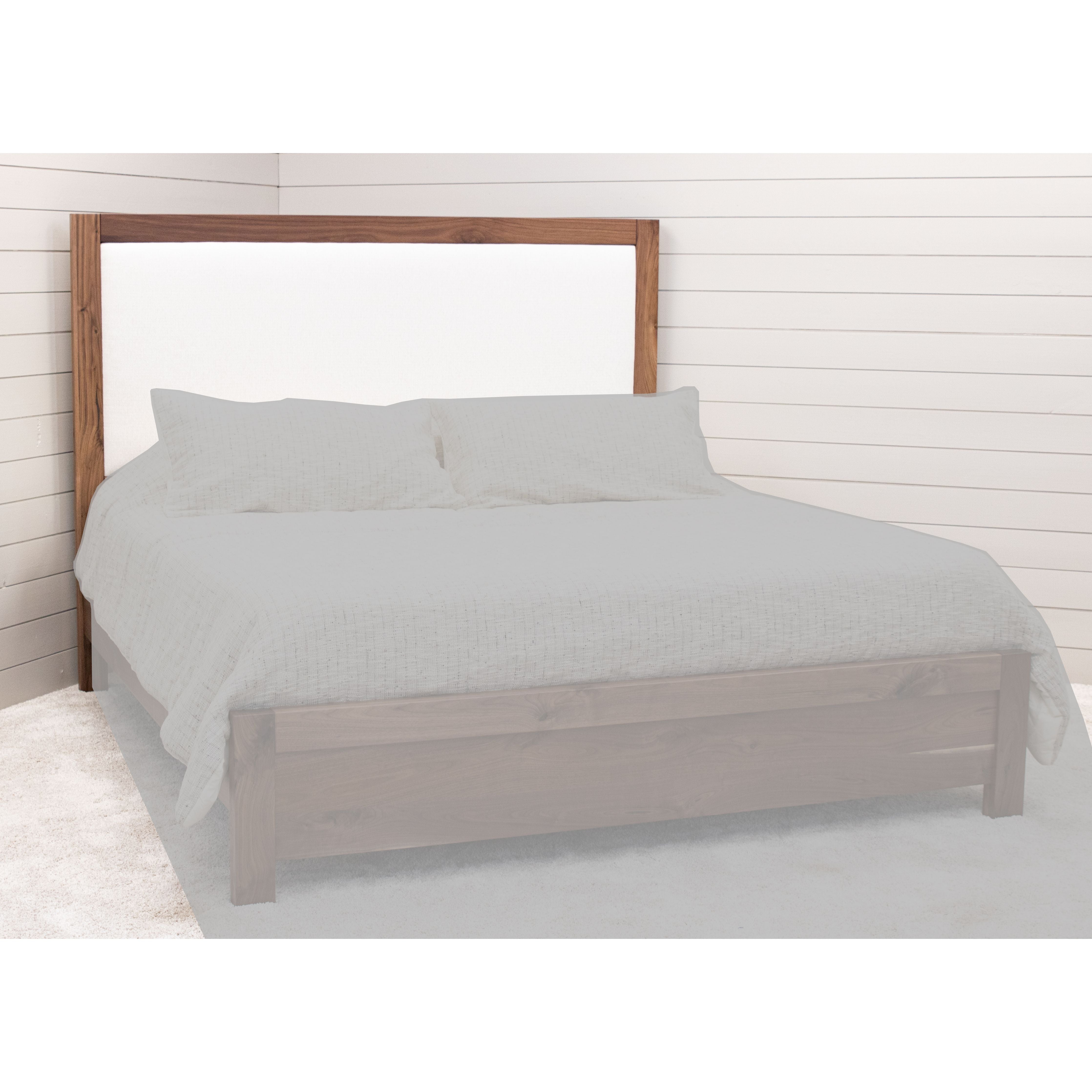 Hudson Full Walnut Wood Bed with Upholstered Headboard | NAT