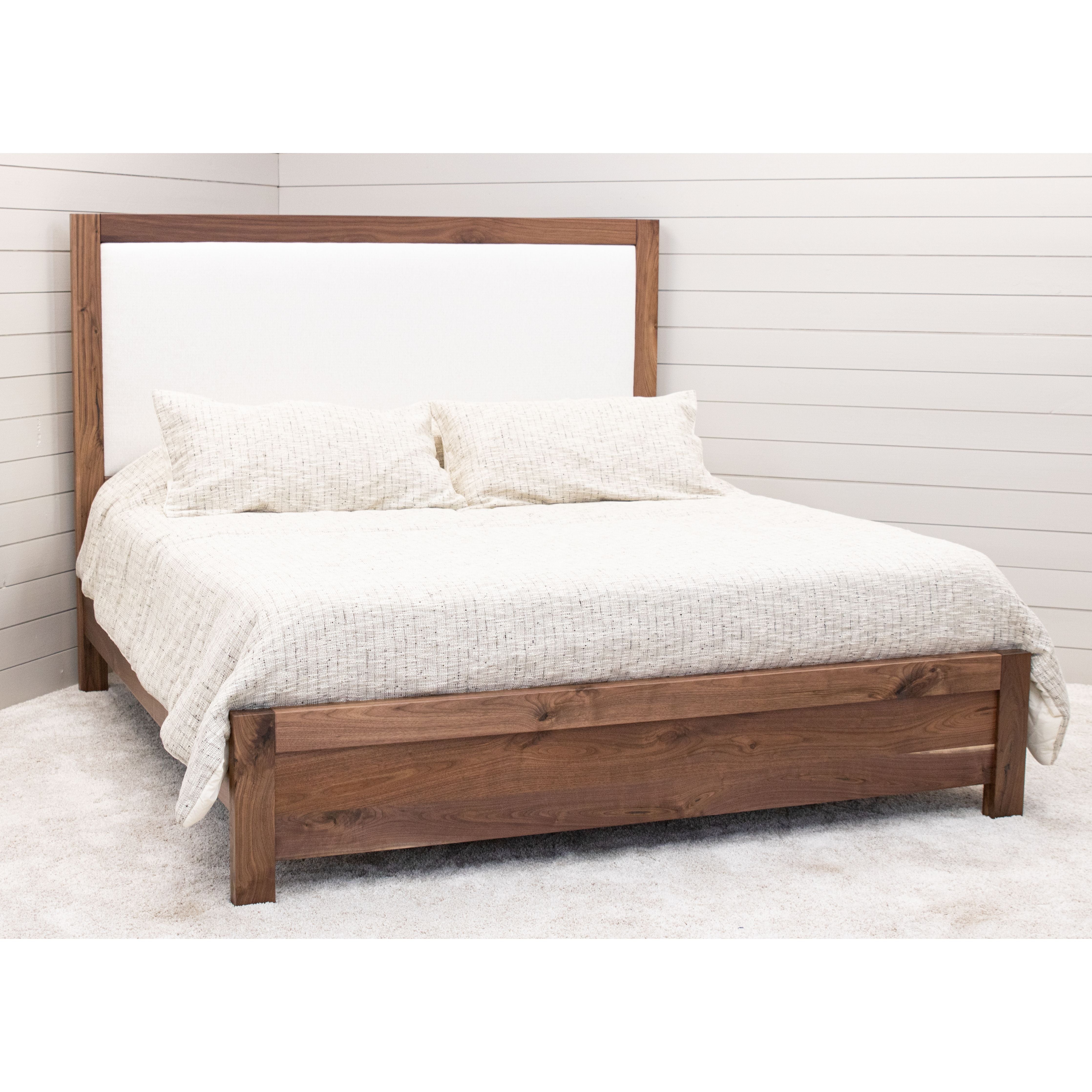 Hudson King Walnut Wood Bed with Upholstered Headboard | NAT