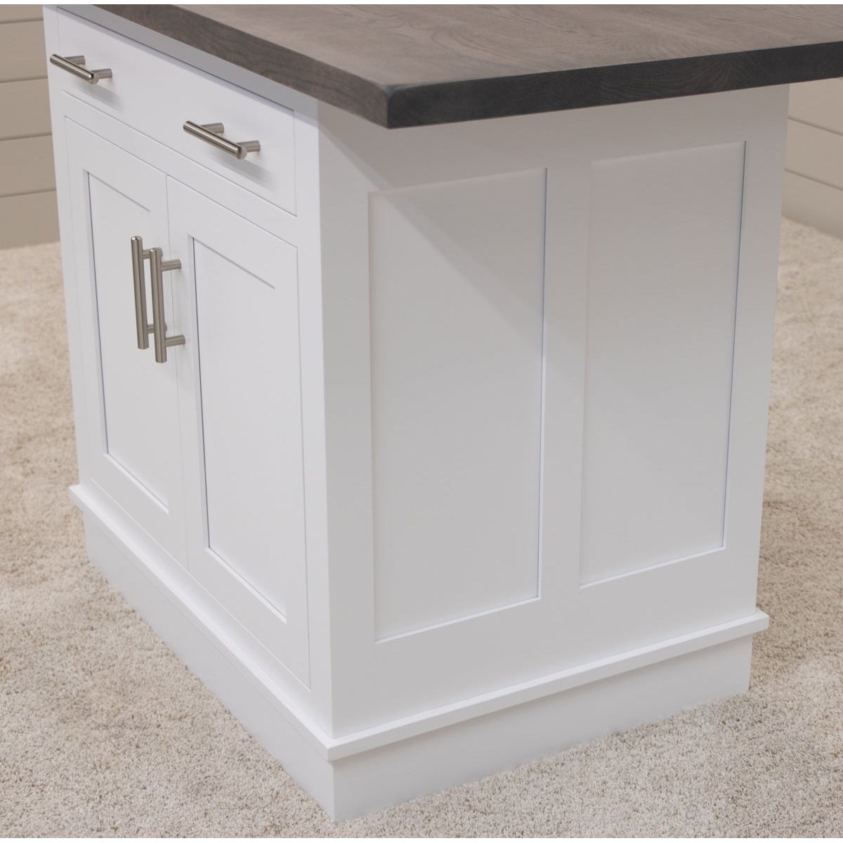 IS-2071 Bridgeport White Painted Island with Rustic White Oak Top | TW&GRB