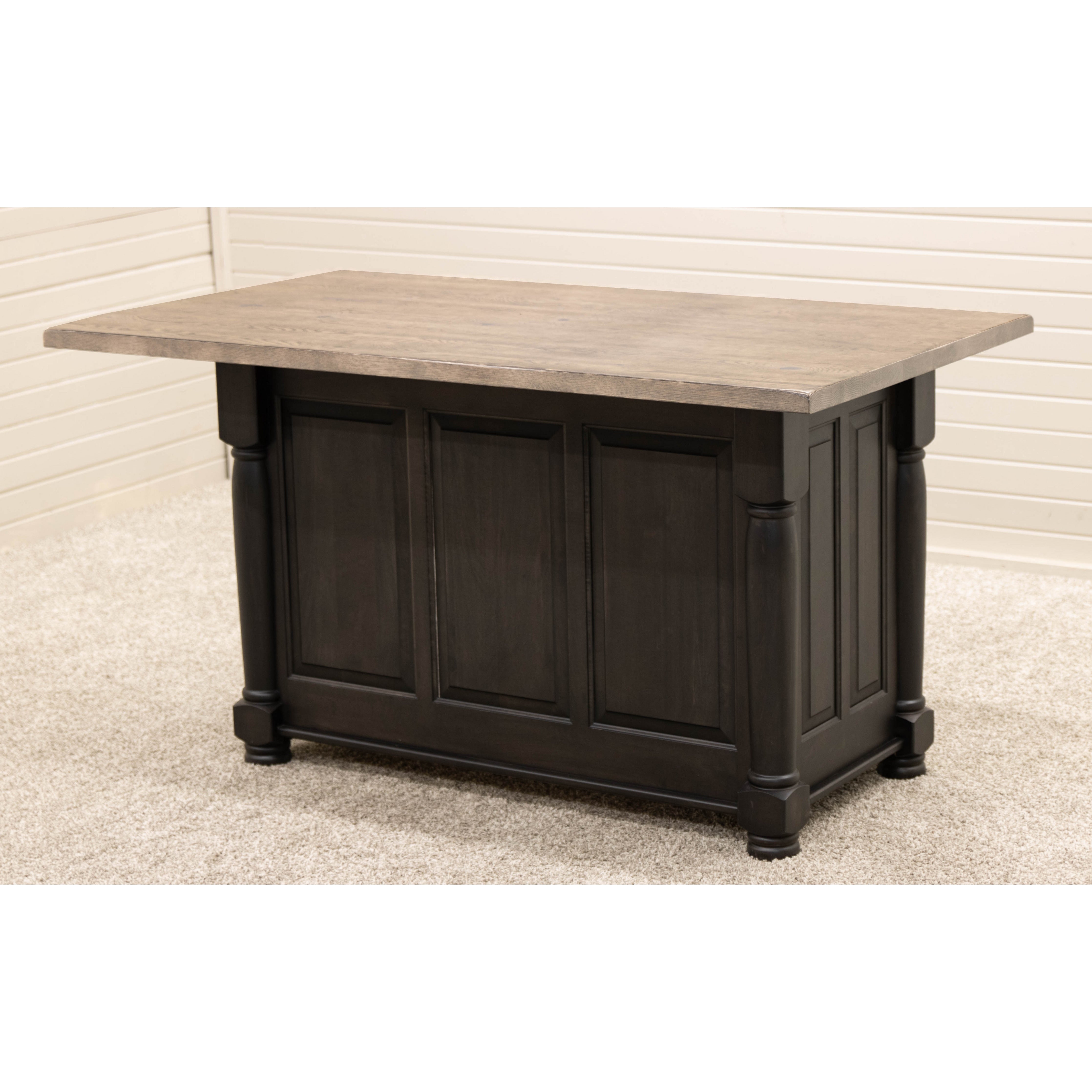 IS-98 Turned Leg Maple Wood Island with Rustic White Oak Top | DK&GRB