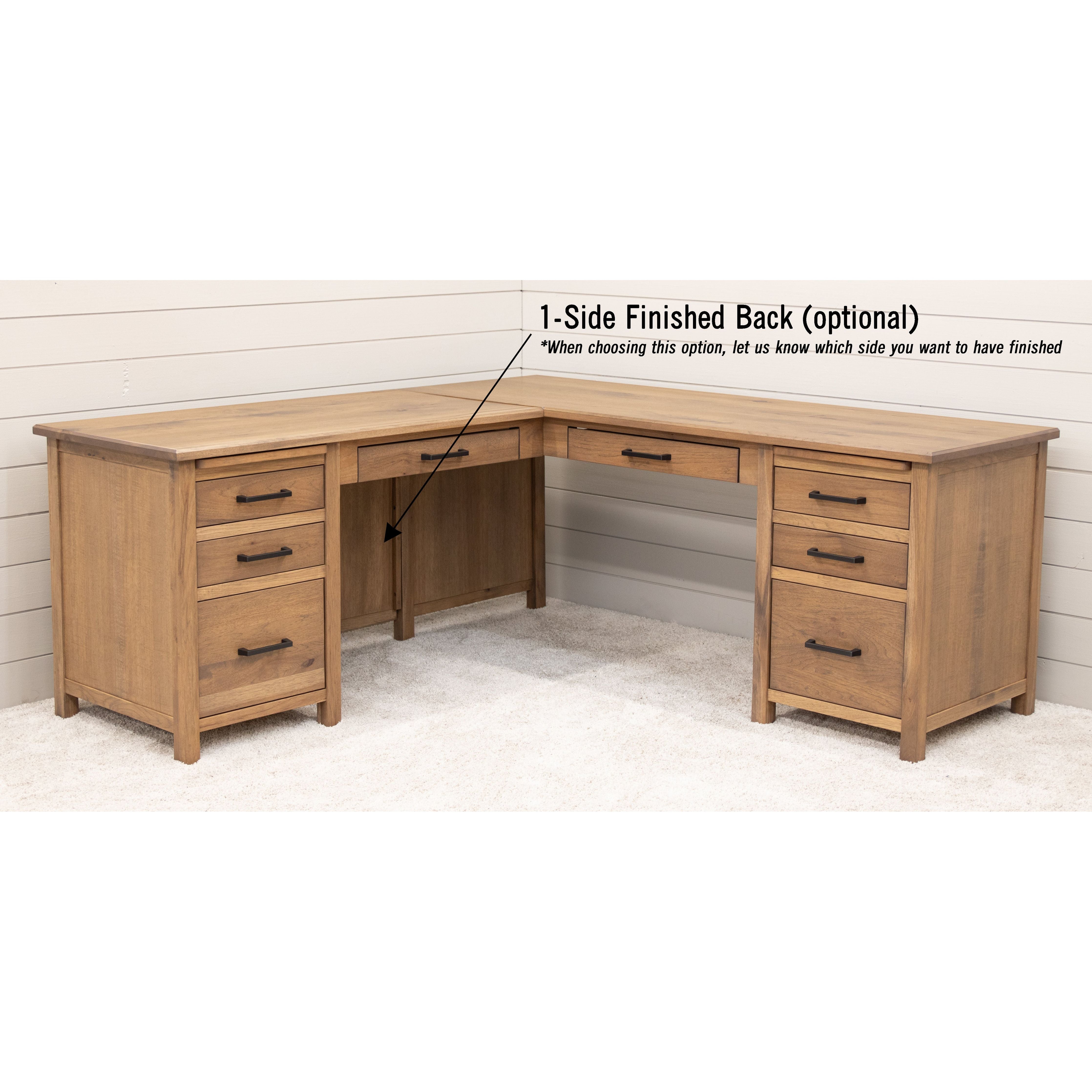 Manhattan Oak Wood L Desk with Hutch Top | GY