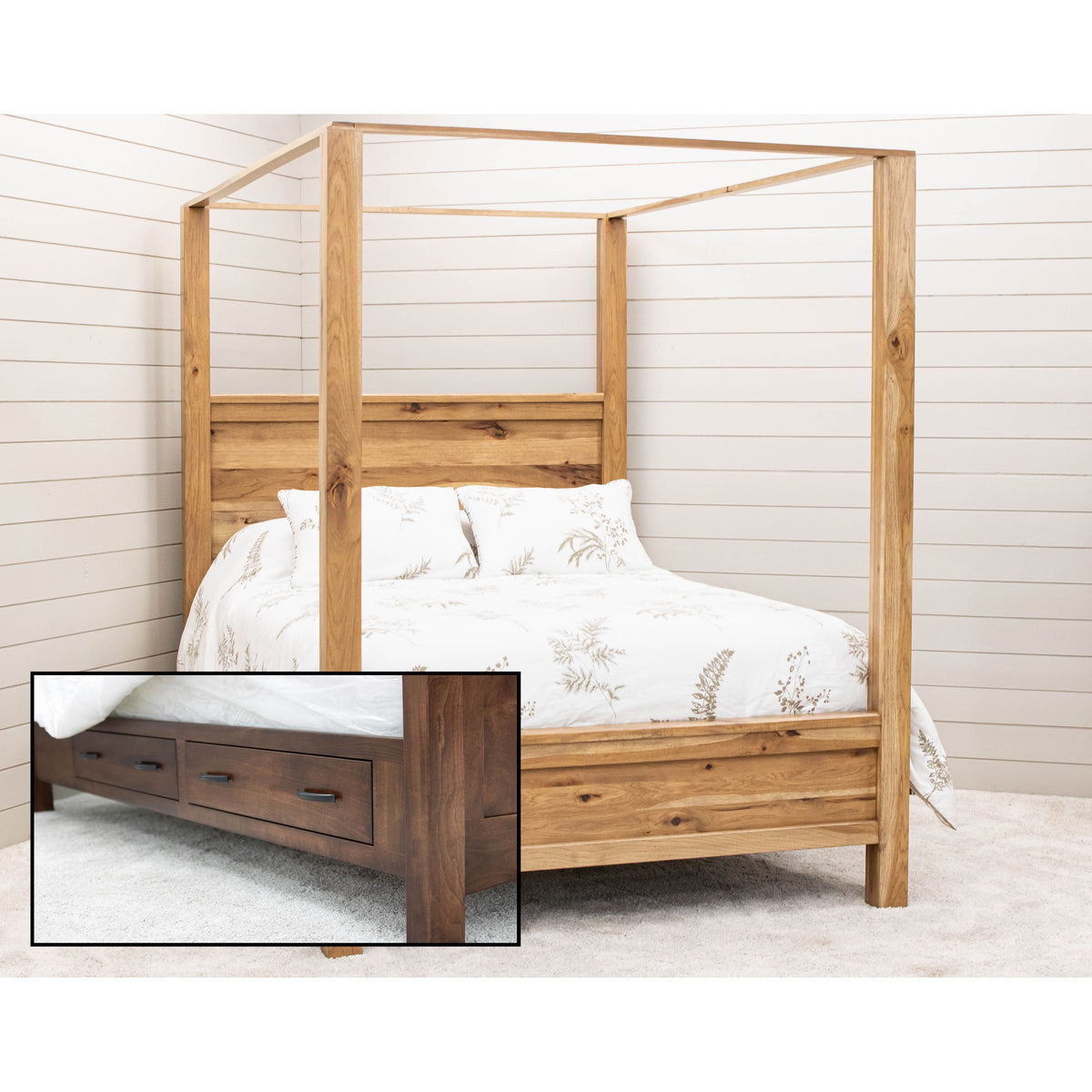 Jackson Full Hickory Wood Four Poster Canopy Bed | WB