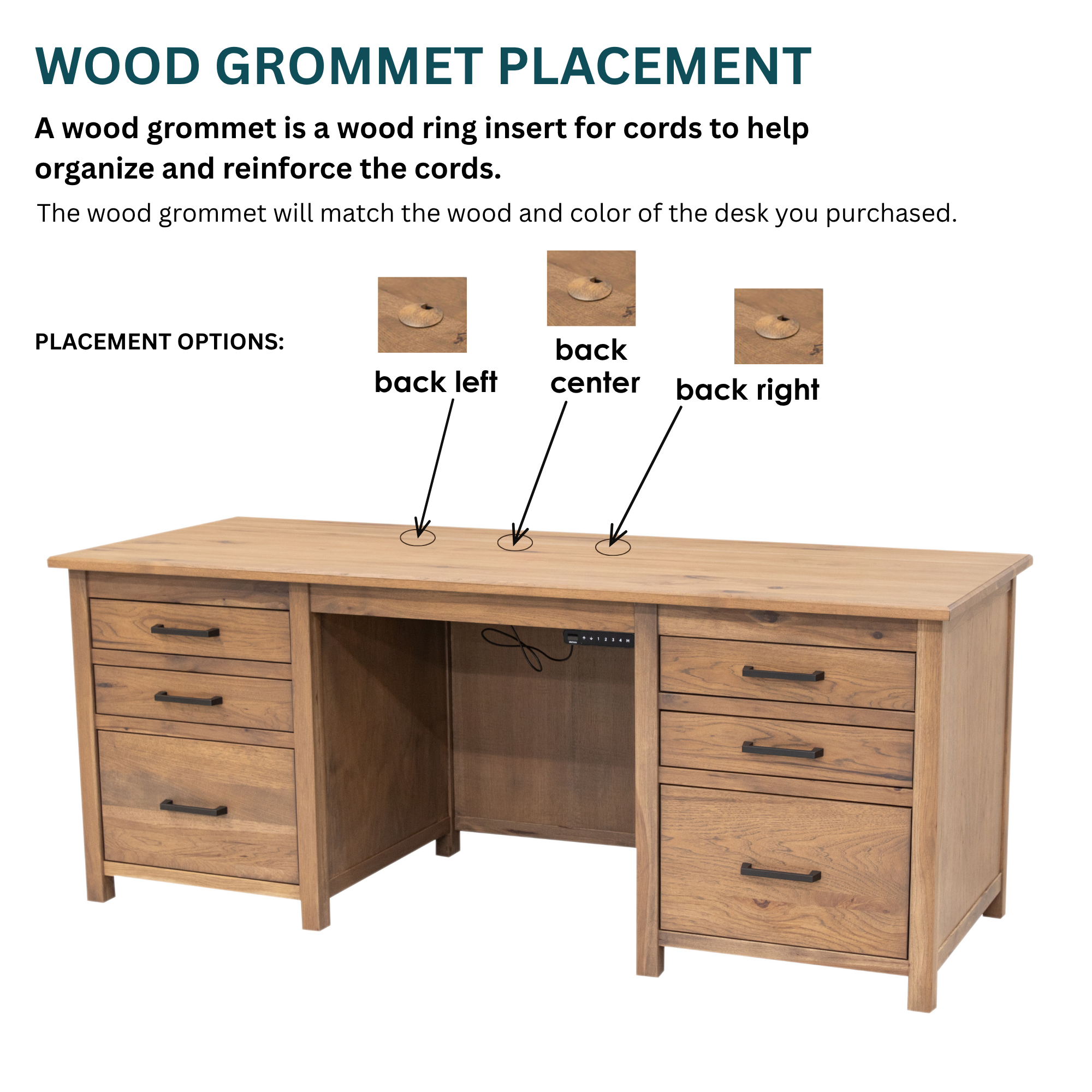 Jackson Hickory Wood Adjustable Standing Executive Desk with Drawers | WB