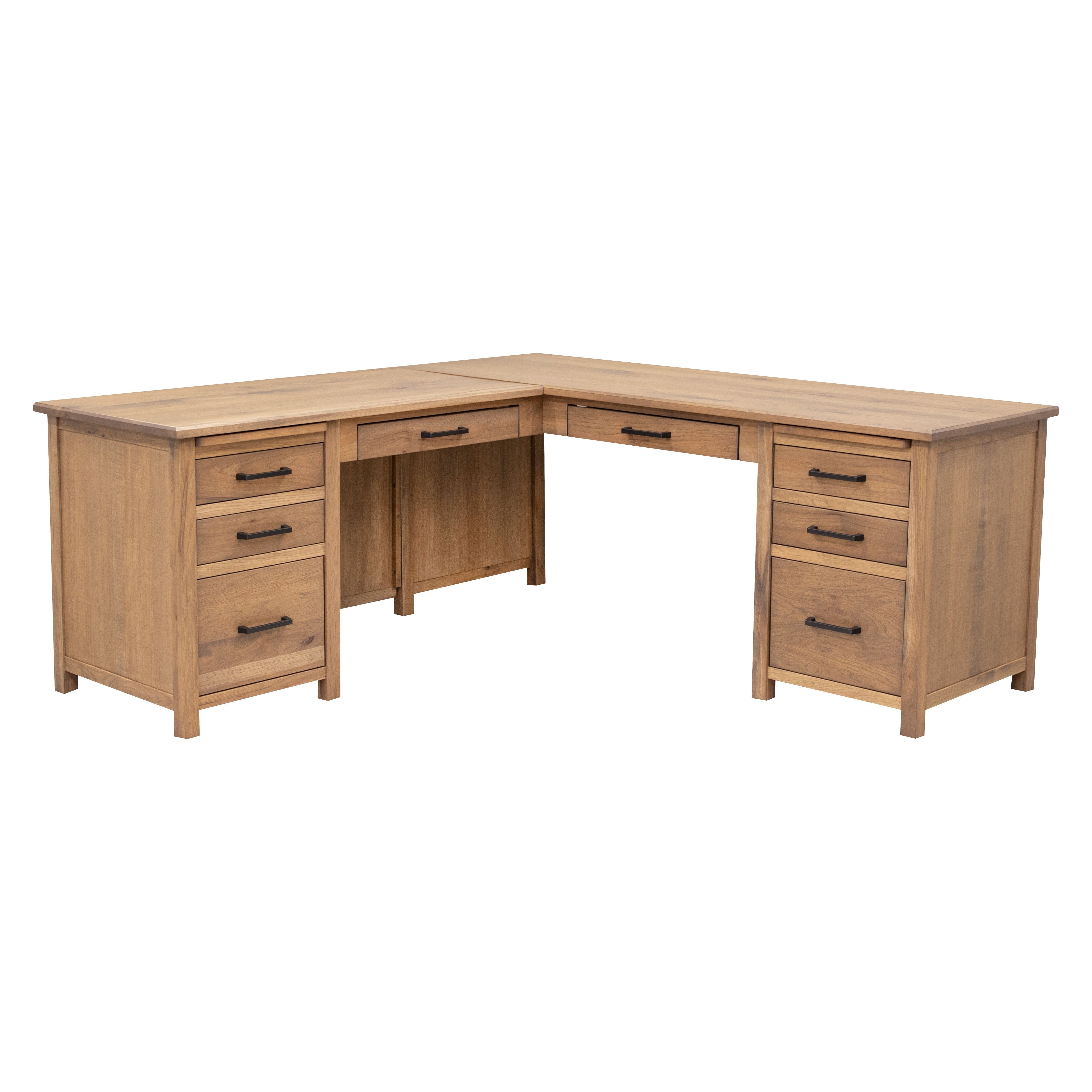 Jackson Hickory Wood L Desk | WB