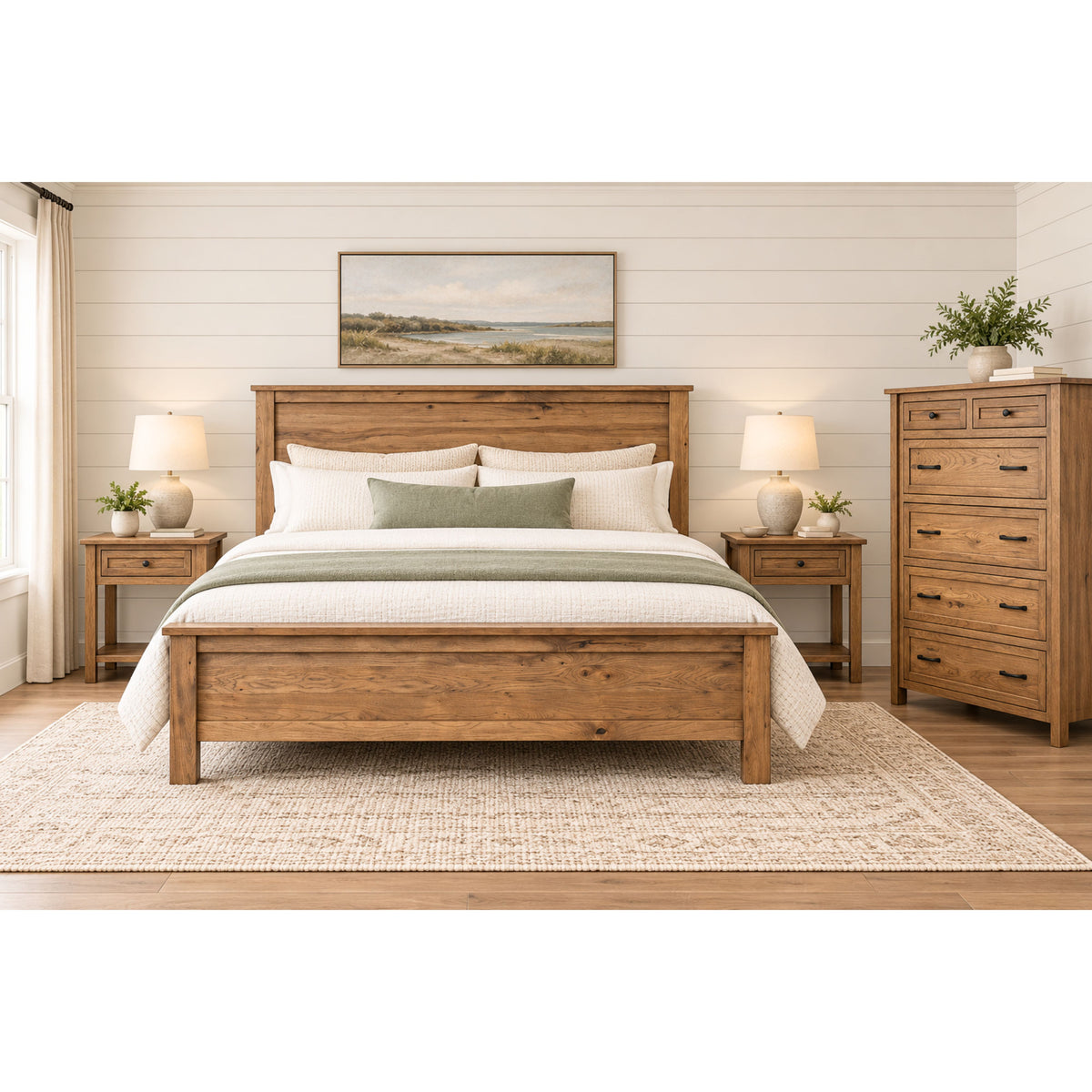 Jackson Modern King 4 Piece Bedroom Set in Hickory Wood | CO