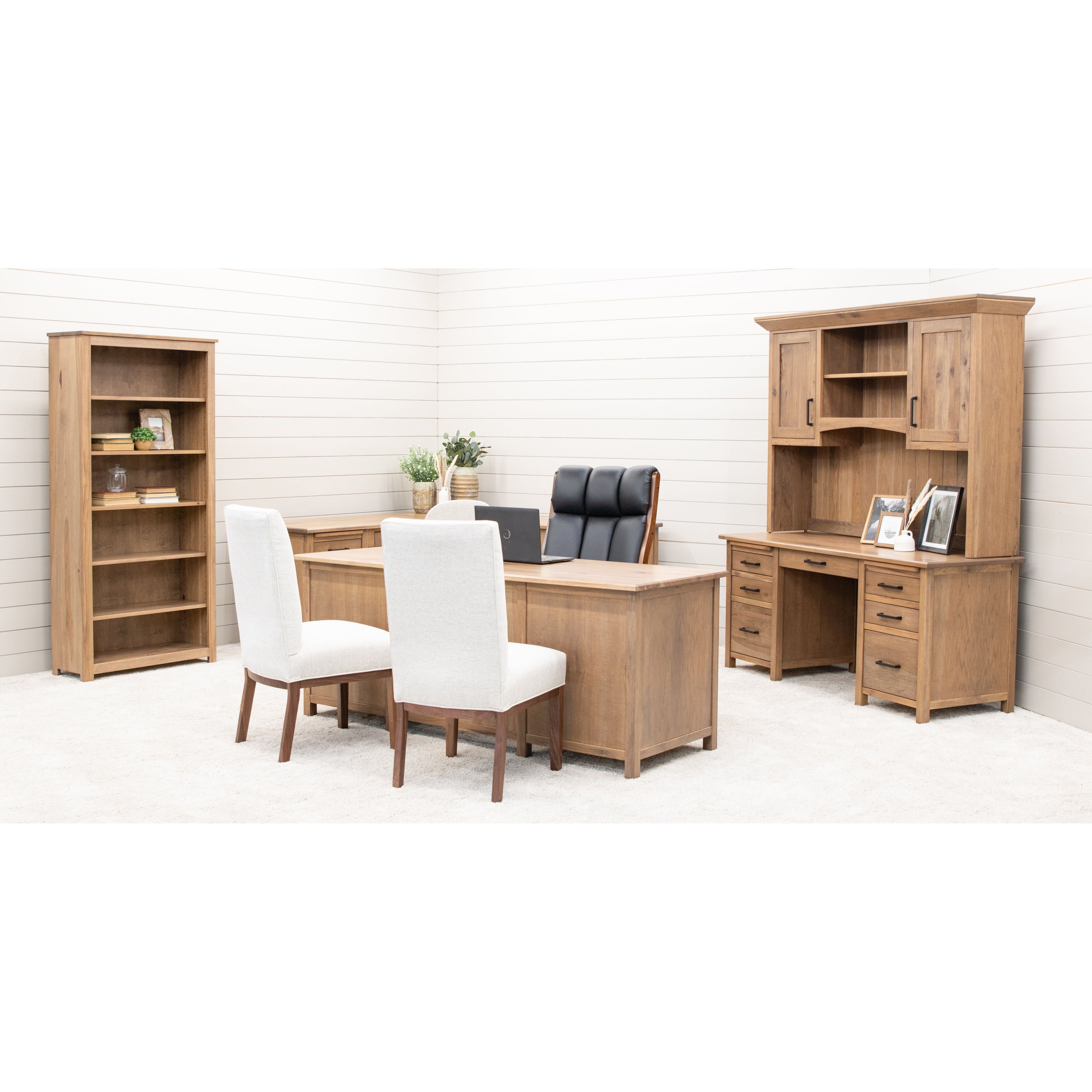 Jackson Hickory Wood Adjustable Standing Executive Desk with Drawers | WB