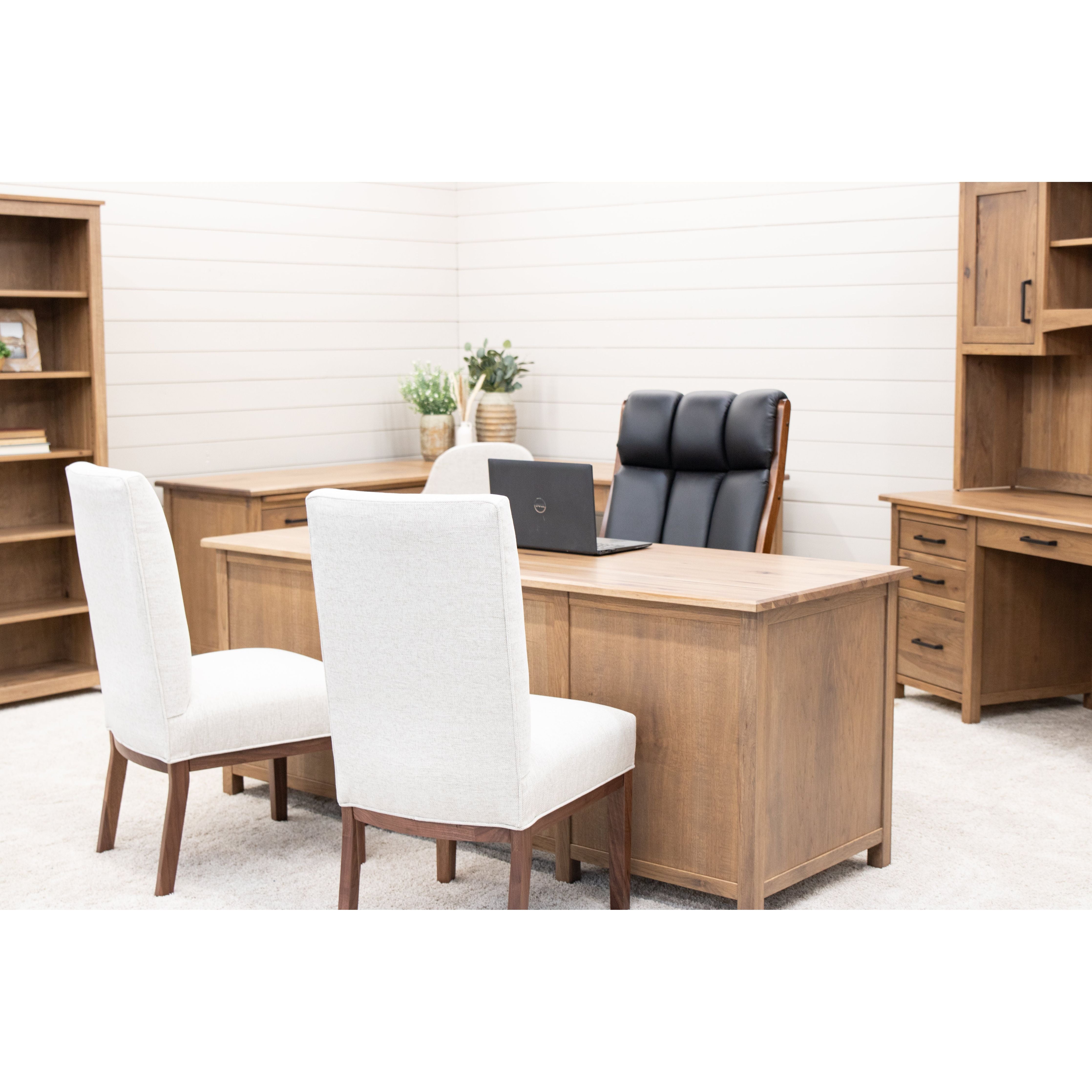 Jackson Hickory Wood Adjustable Standing Executive Desk with Drawers | WB