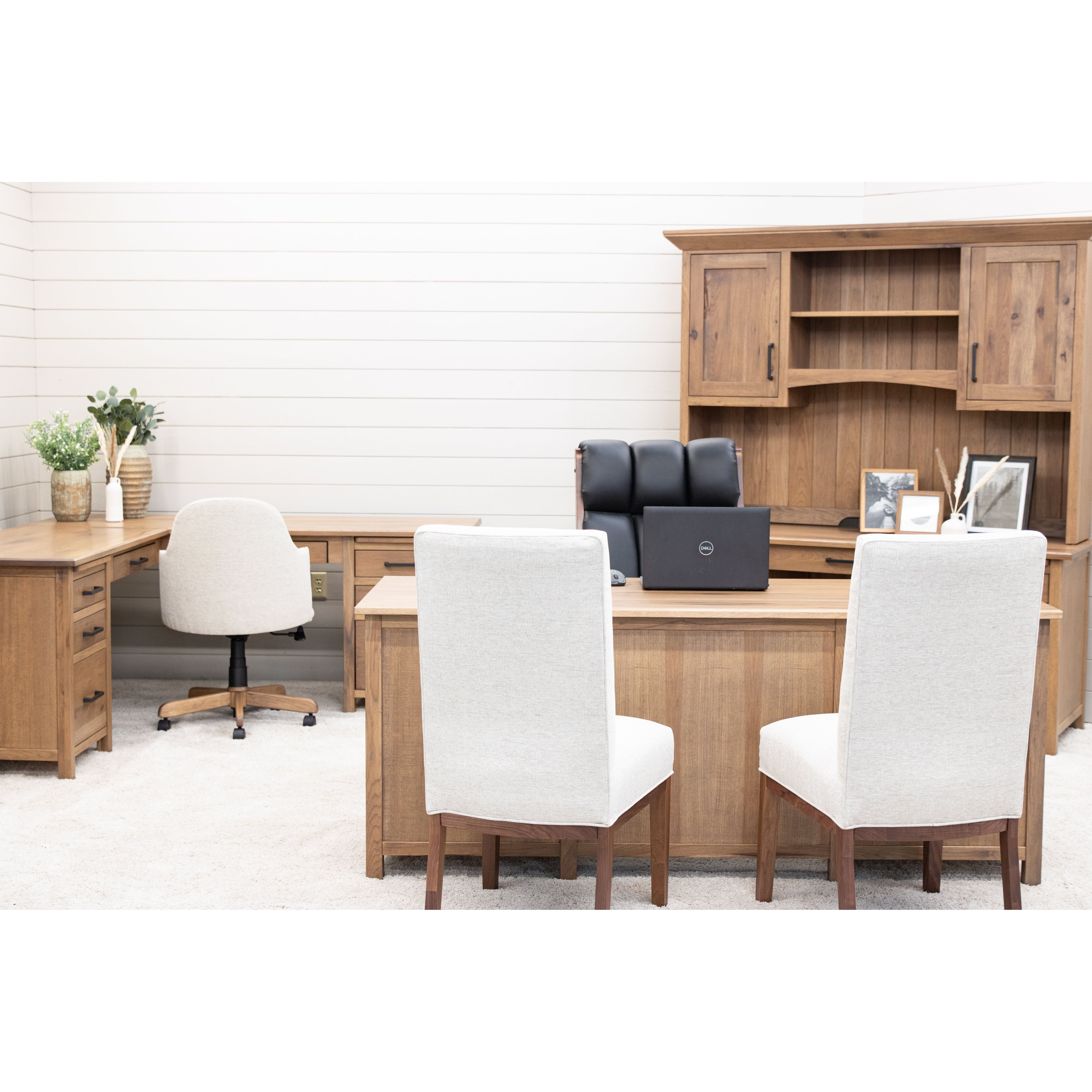 Jackson Hickory Wood Adjustable Standing Executive Desk with Drawers | WB