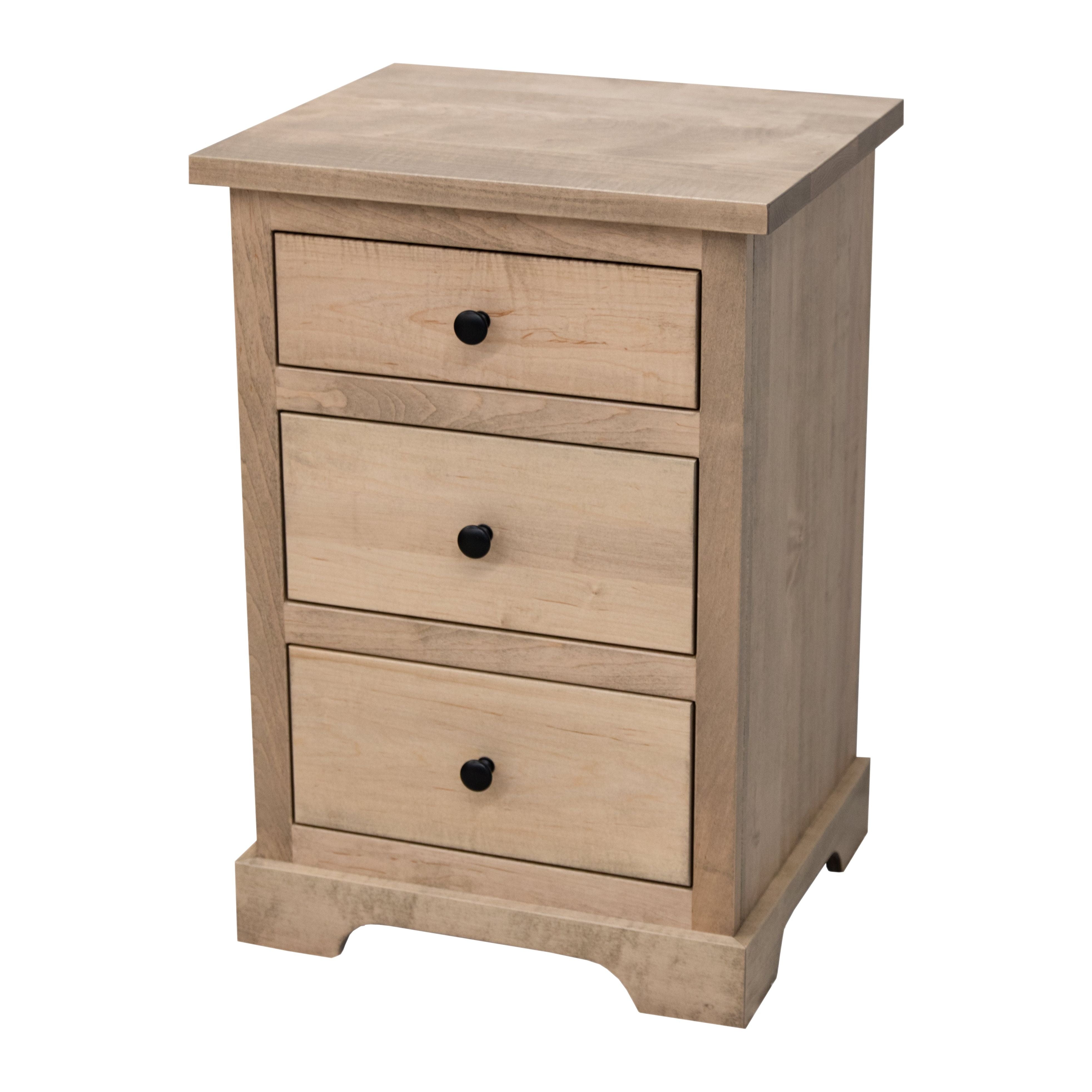 Lakeport 3-Drawer Maple Wood Nightstand | DS