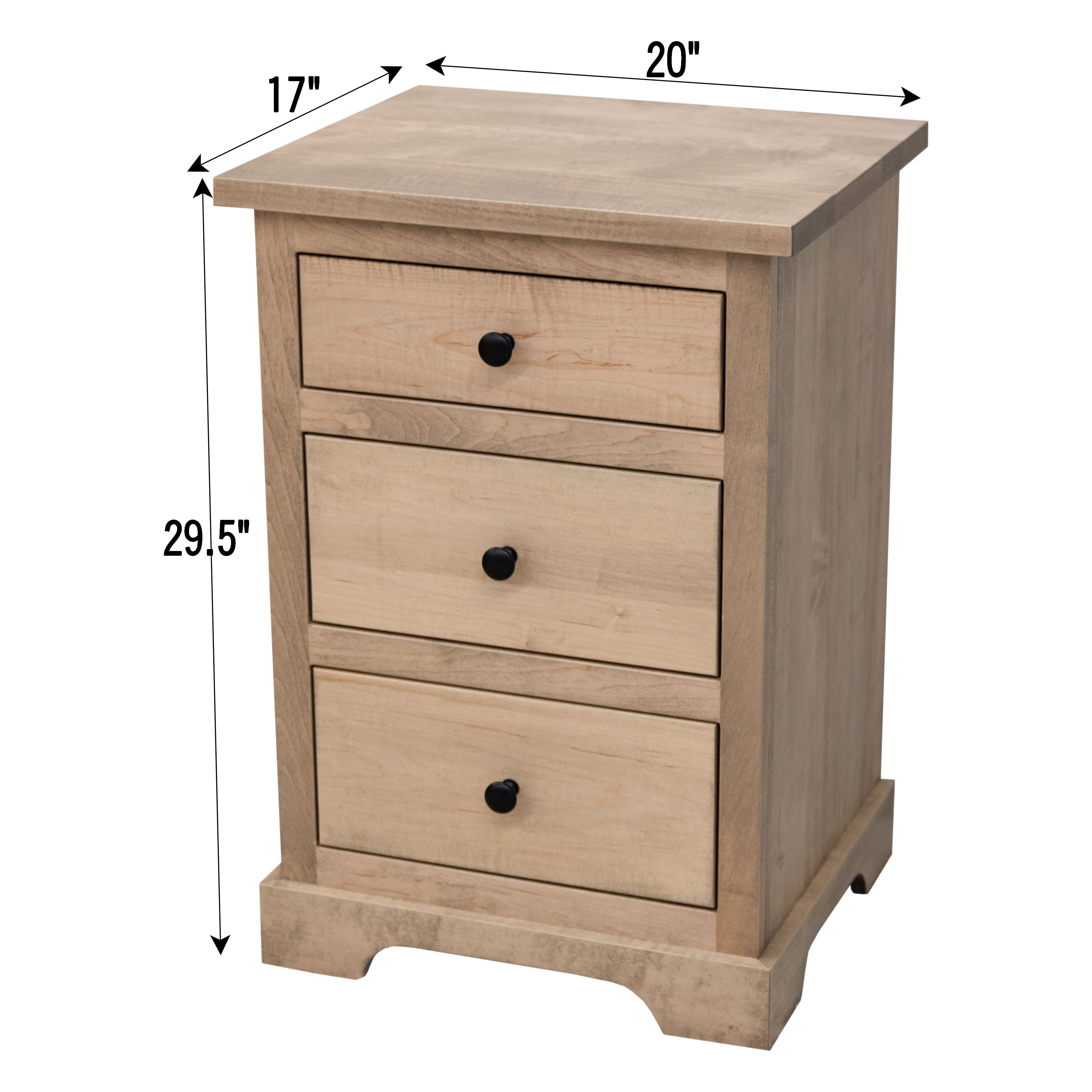 Lakeport 3-Drawer Maple Wood Nightstand | DW