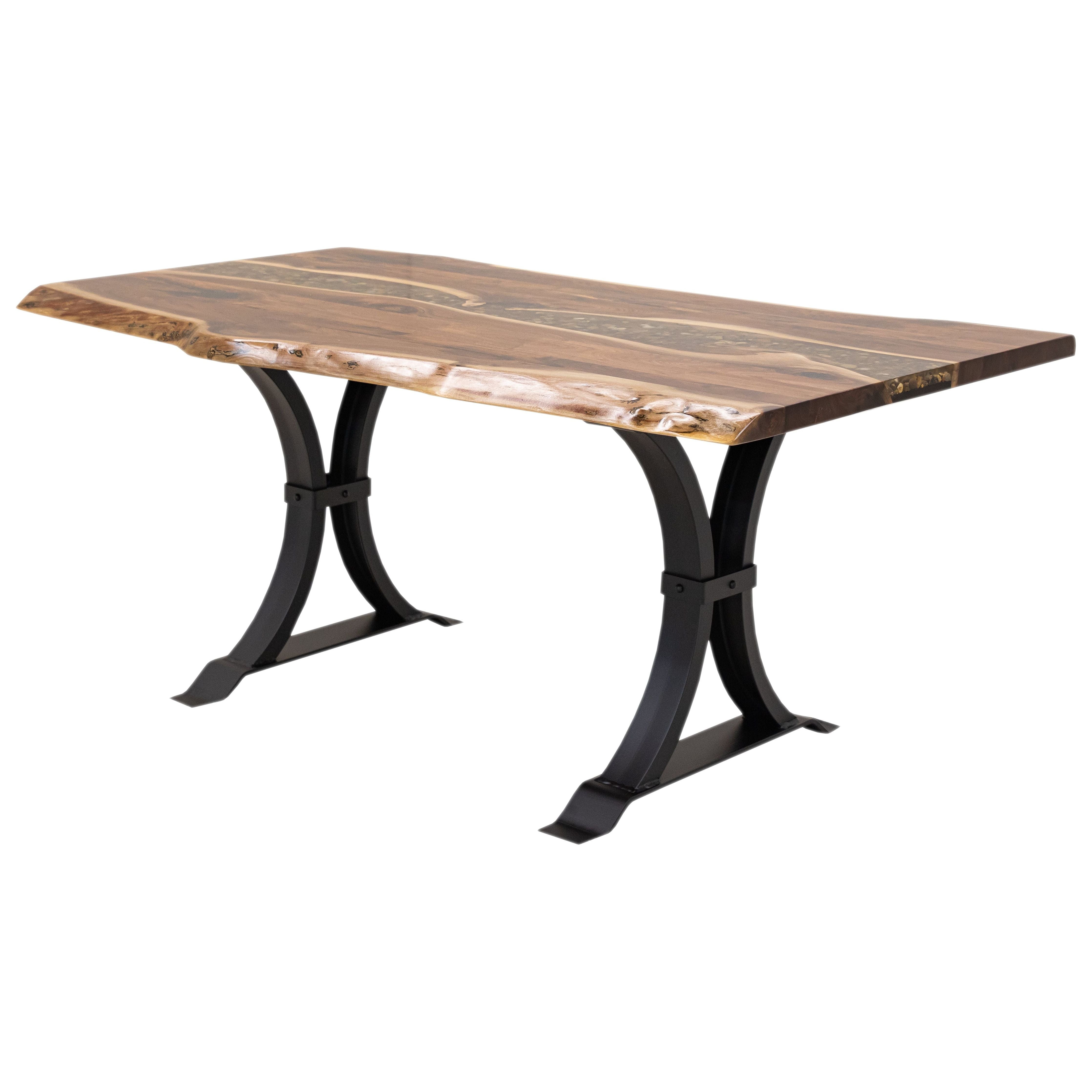Live Edge River Walnut Wood Dining Table