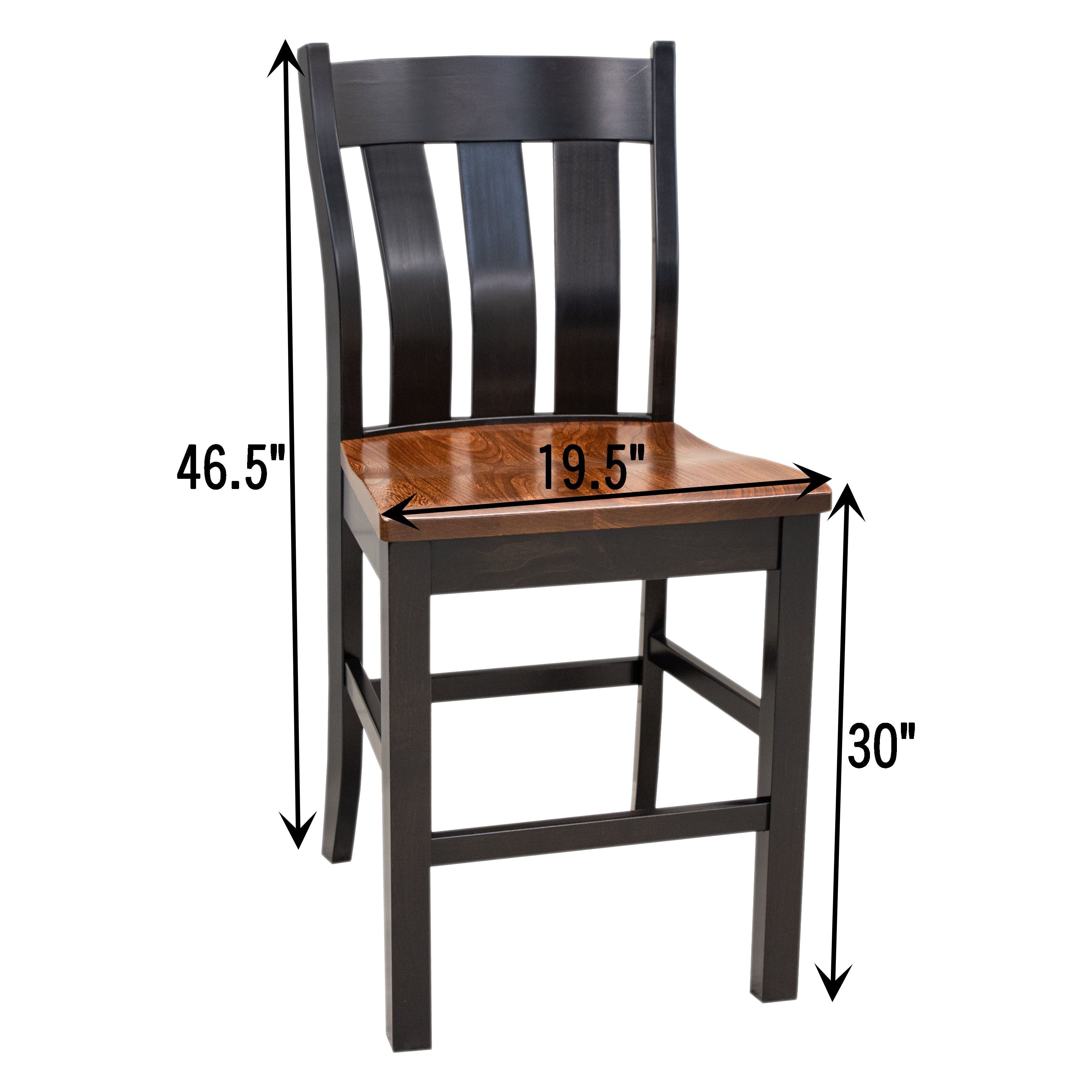 Logan Black & Wood 24" Stationary Bar Stool | M-EB&E-MC