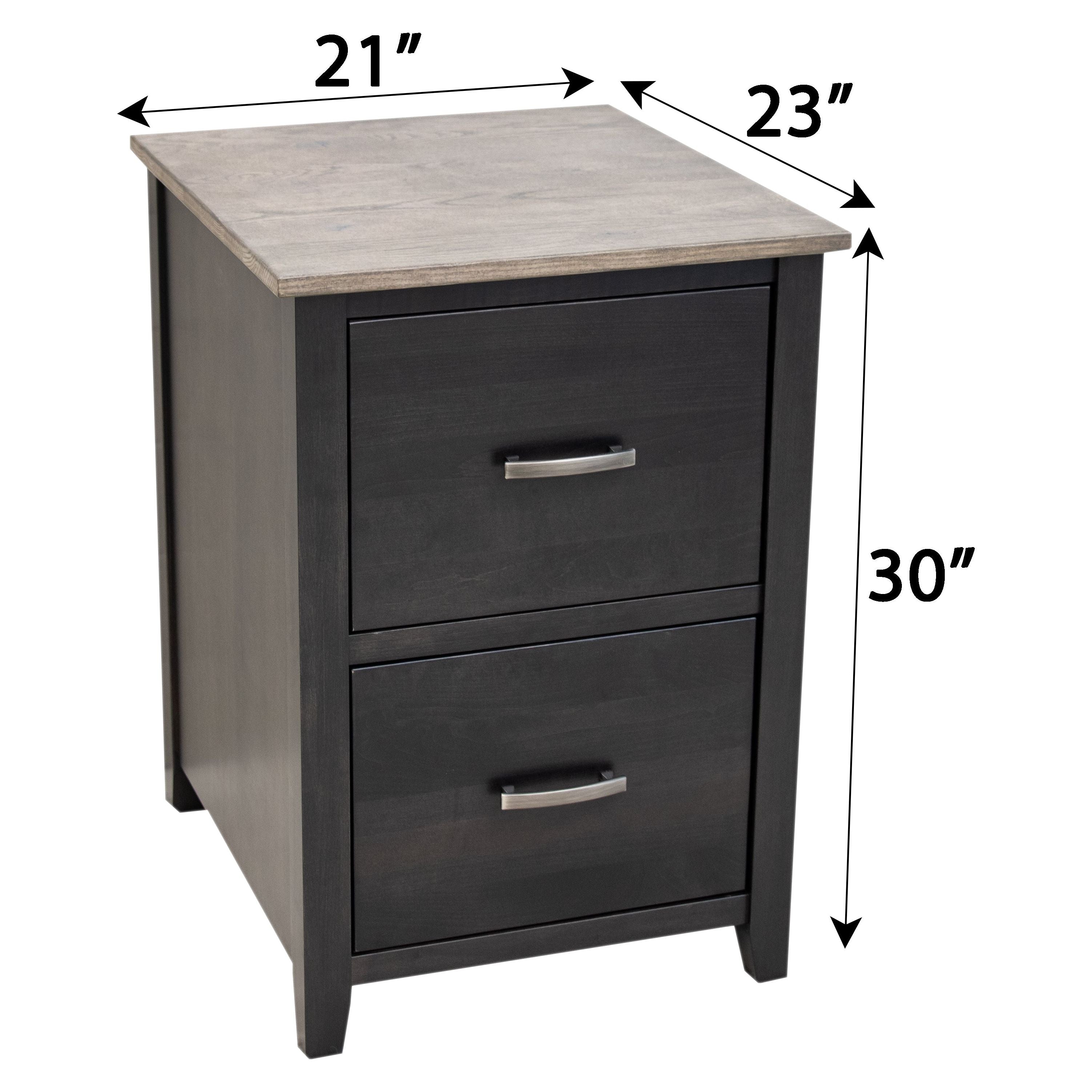 Manhattan Black & Wood 2-Drawer File Cabinet | M-DK&RWO-GRB