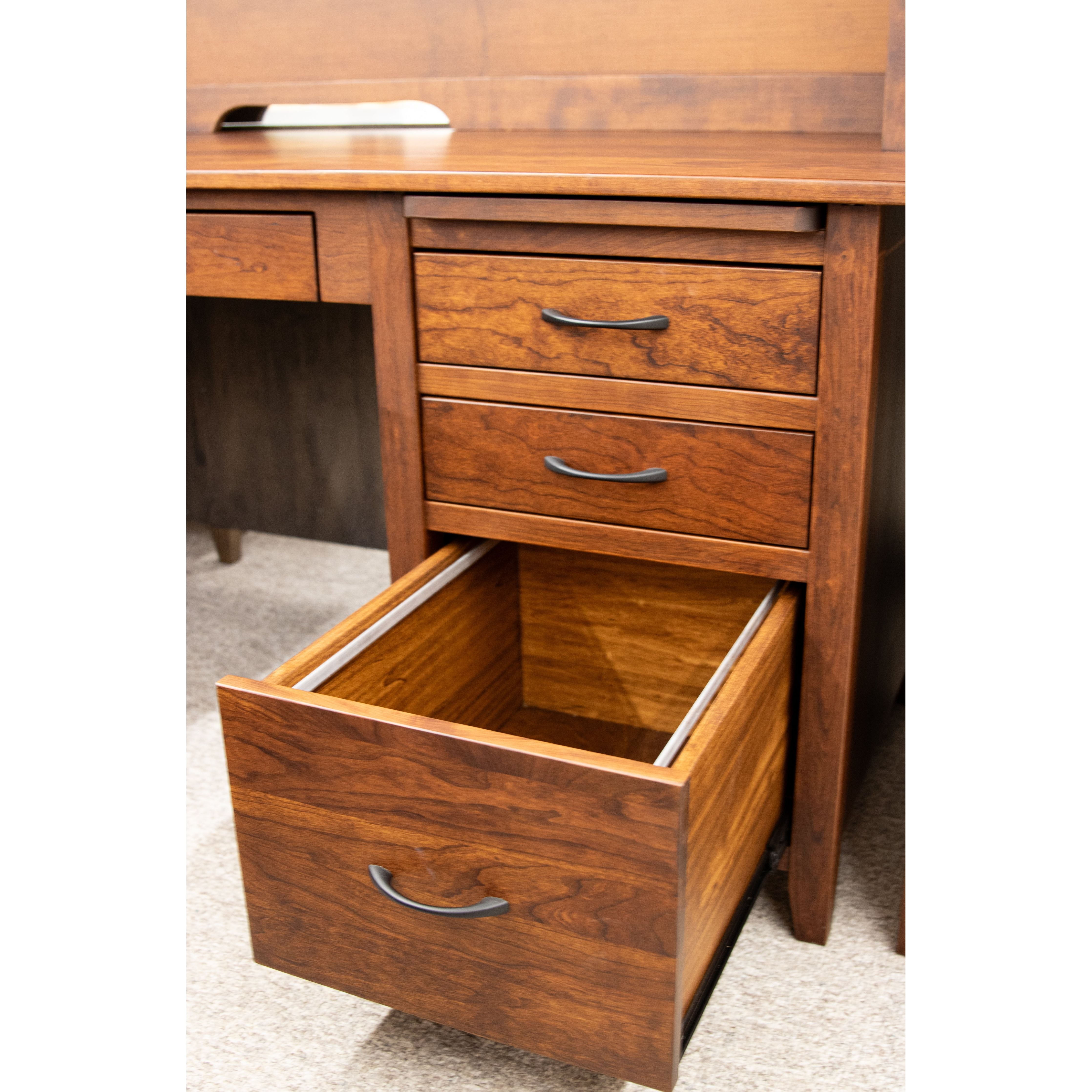 Jackson Hickory Wood Adjustable Standing Executive Desk with Drawers | WB