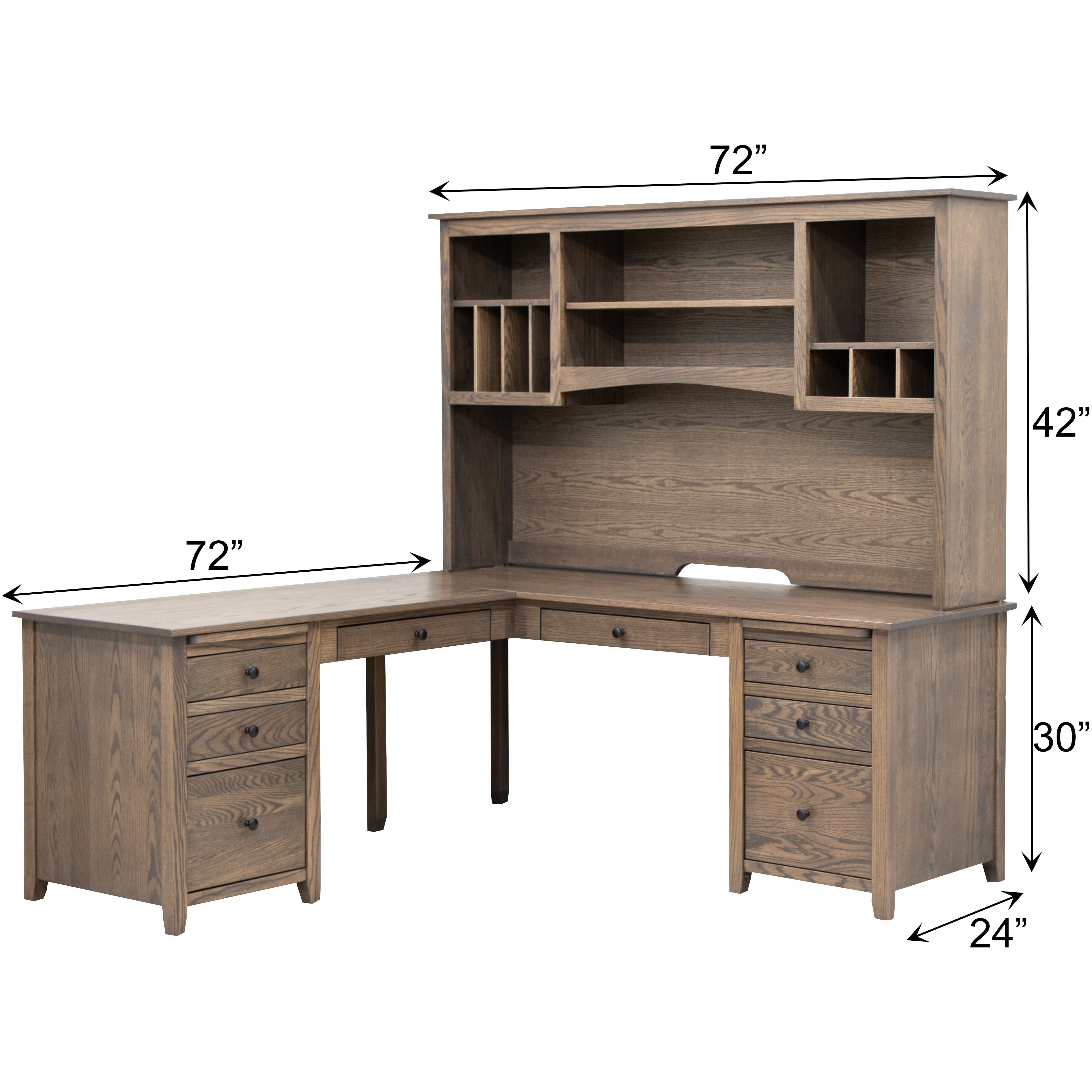 Manhattan Hickory Wood L Desk with Hutch Top | GS