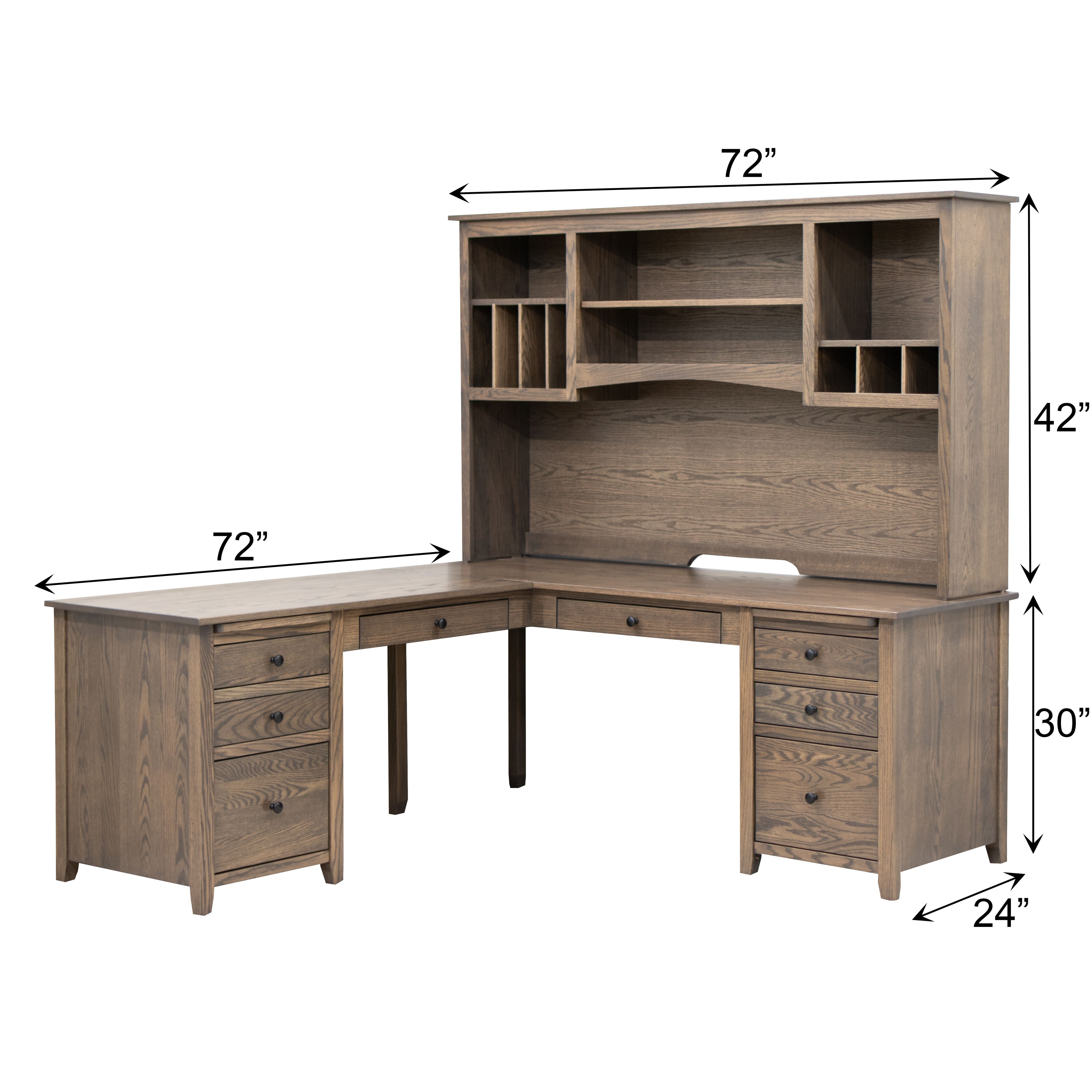 Manhattan Hickory Wood L Desk with Hutch Top | GS