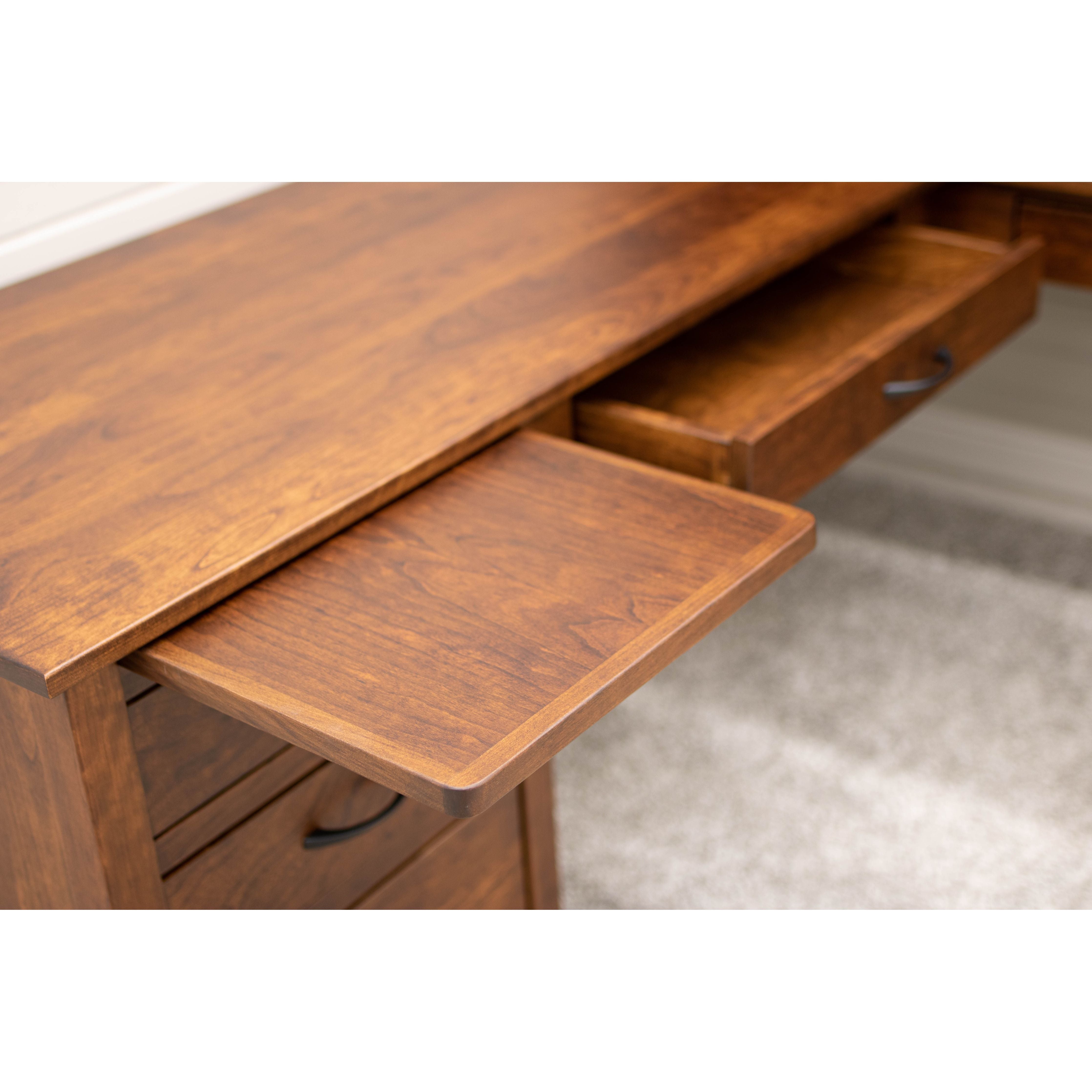 Manhattan Cherry Wood L Desk with Hutch Top | GB