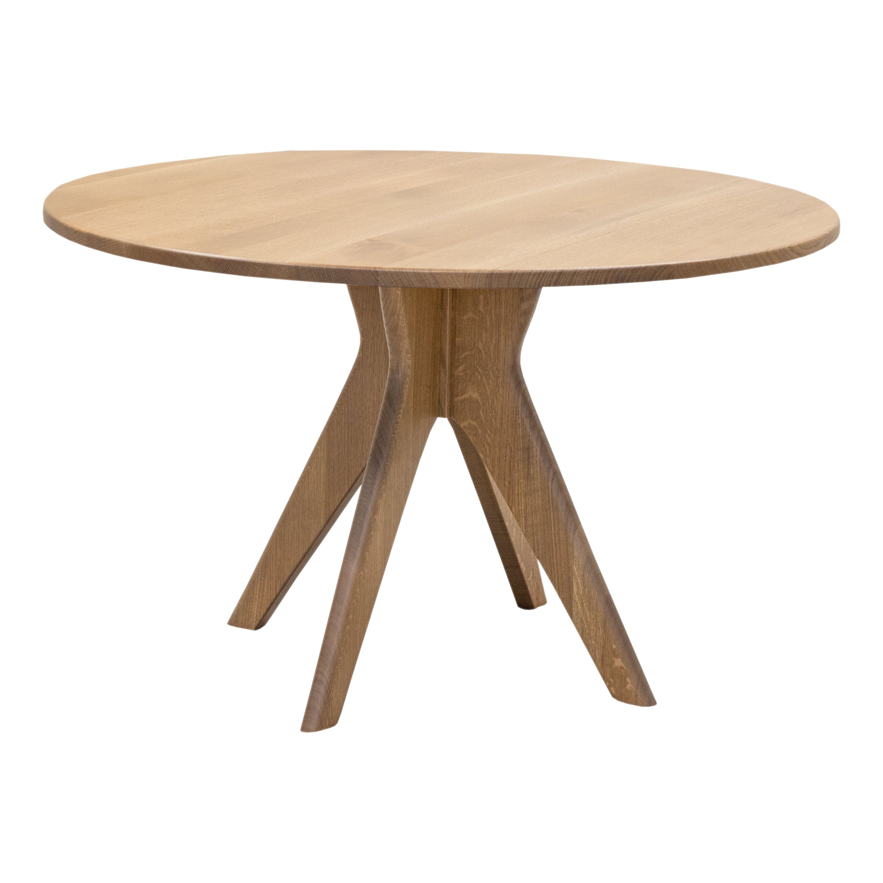 Mid Century Modern White Oak Wood Round Dining Table | DS