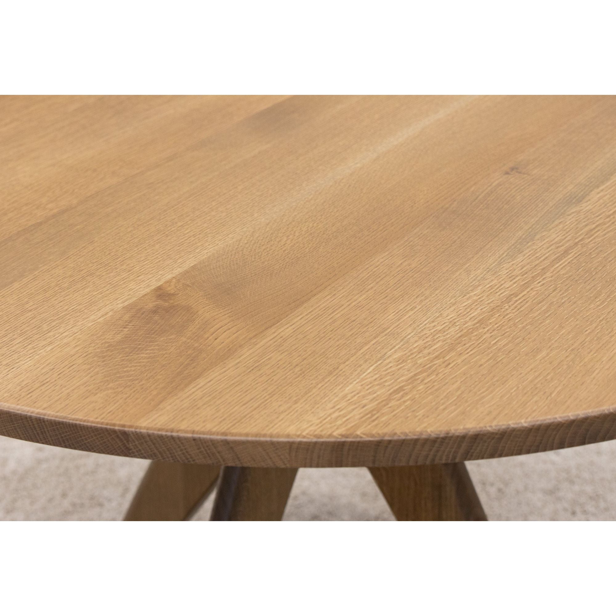 Mid Century Modern White Oak Wood Round Dining Table | DS