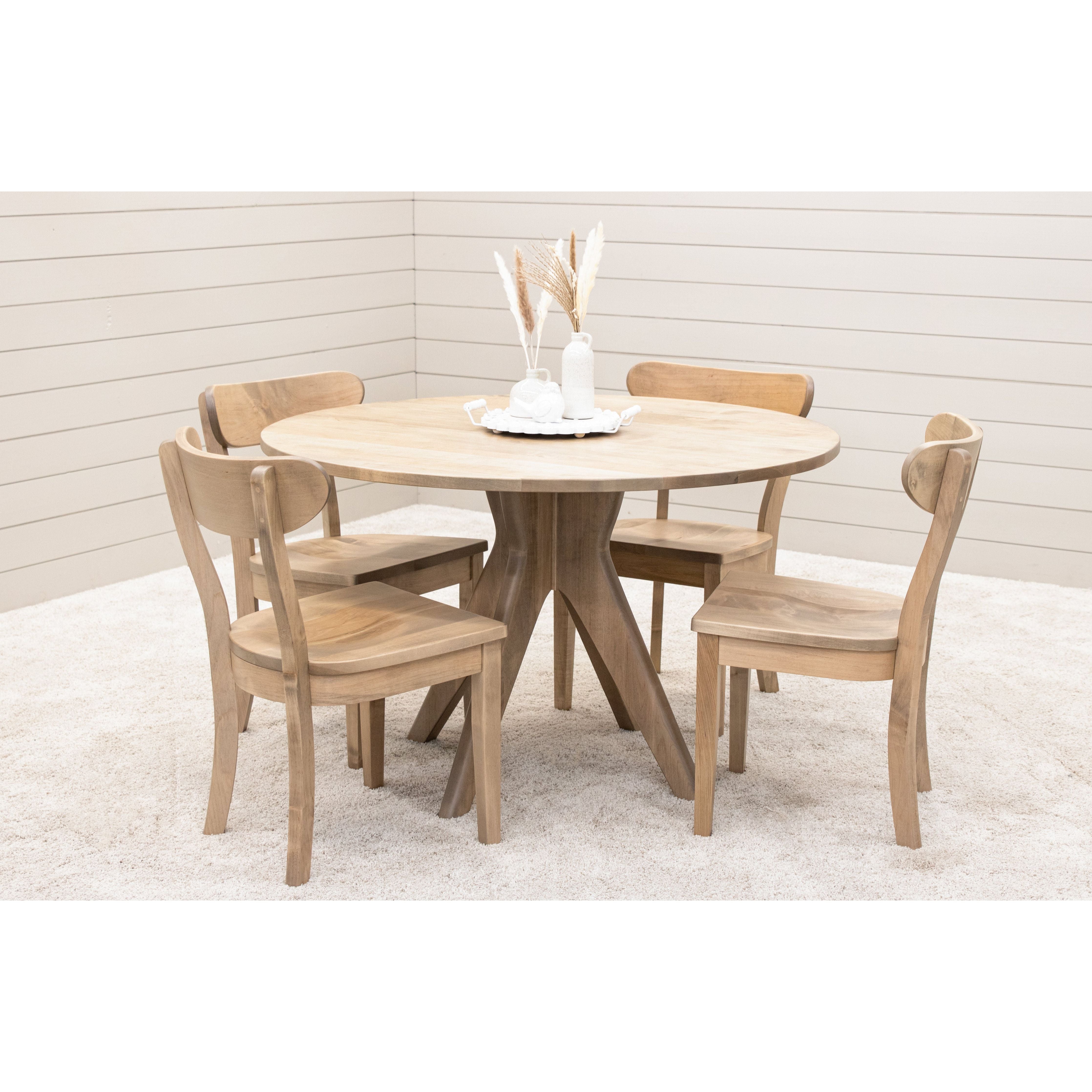 Mid Century Modern Maple Wood Round Dining Table | DS