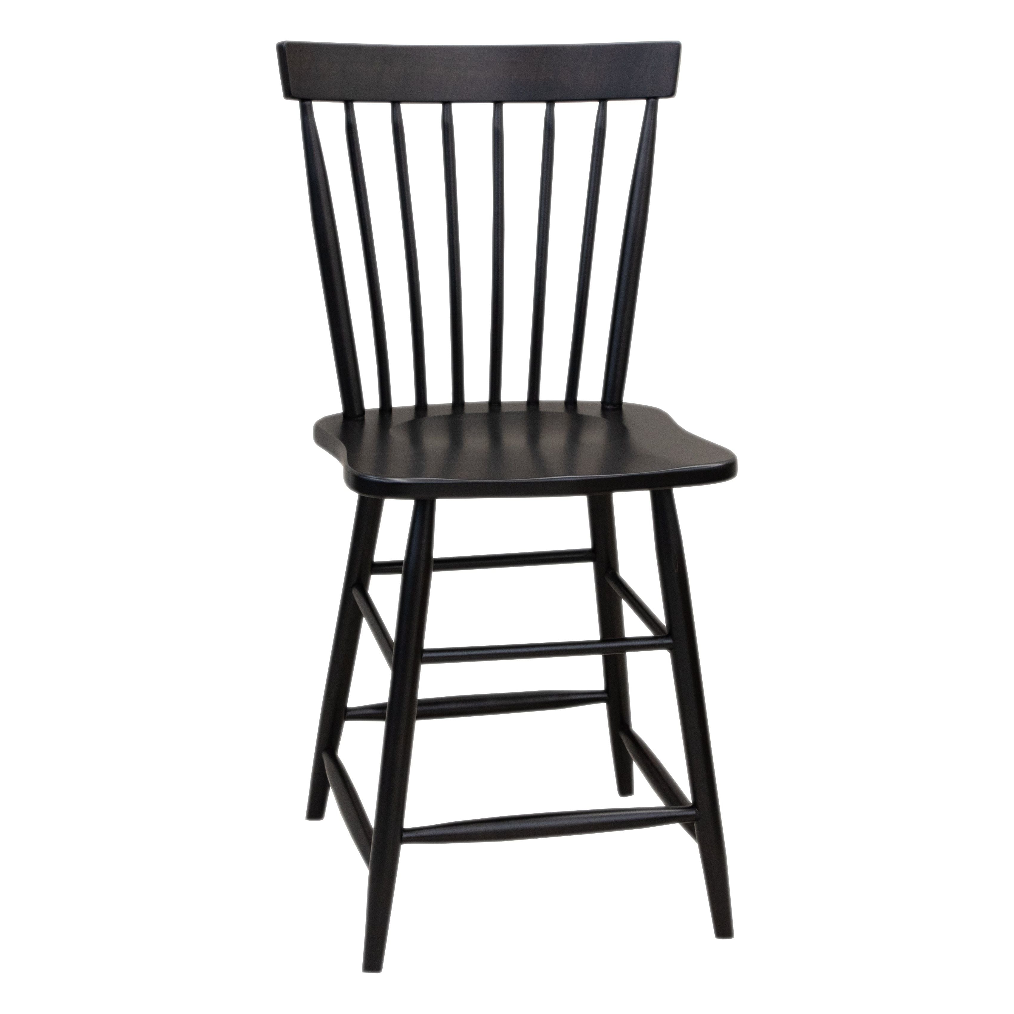 Millcreek Black Windsor Maple Wood 24" Stationary Bar Stool | EB