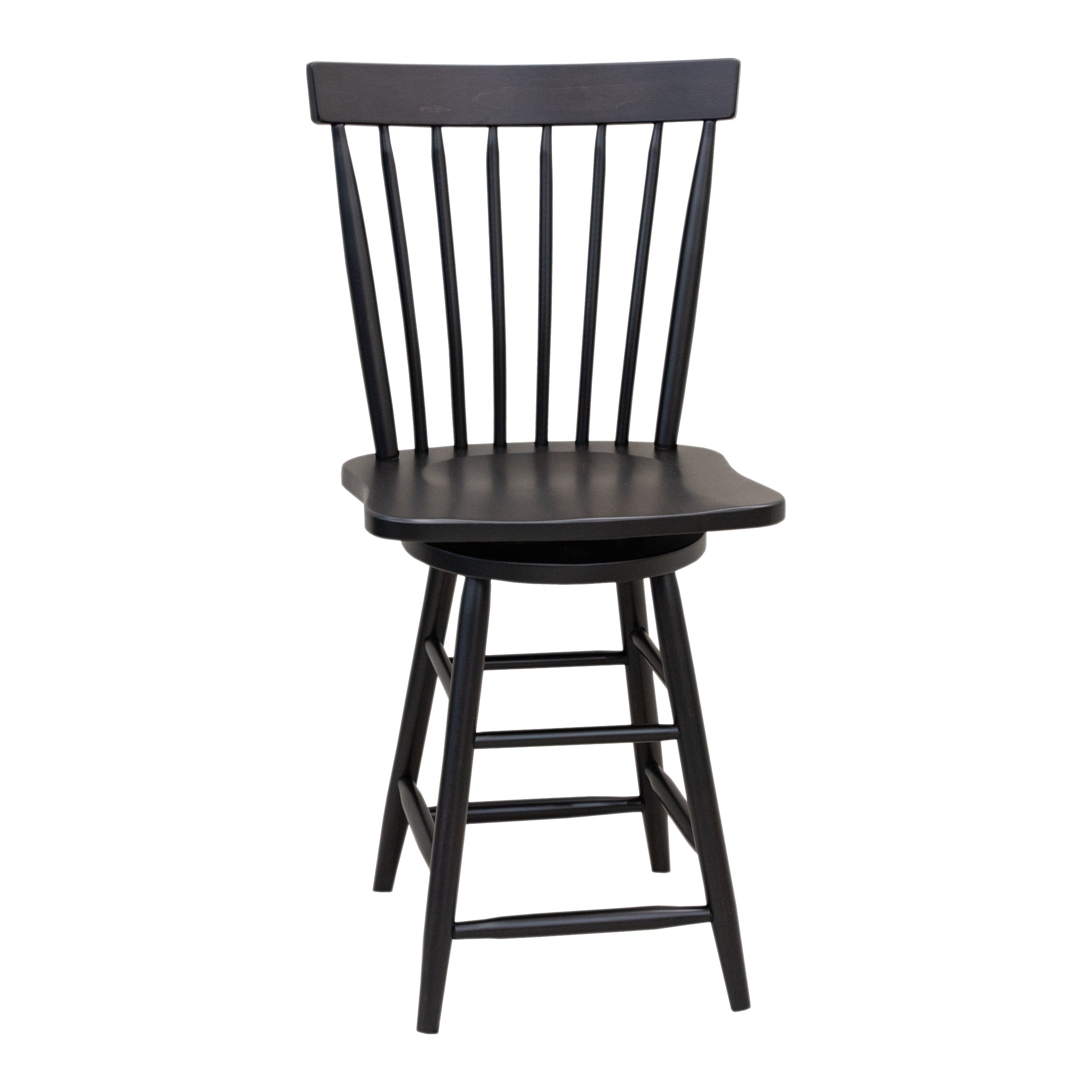 Millcreek Black Windsor Maple Wood 24" Swivel Bar Stool | EB