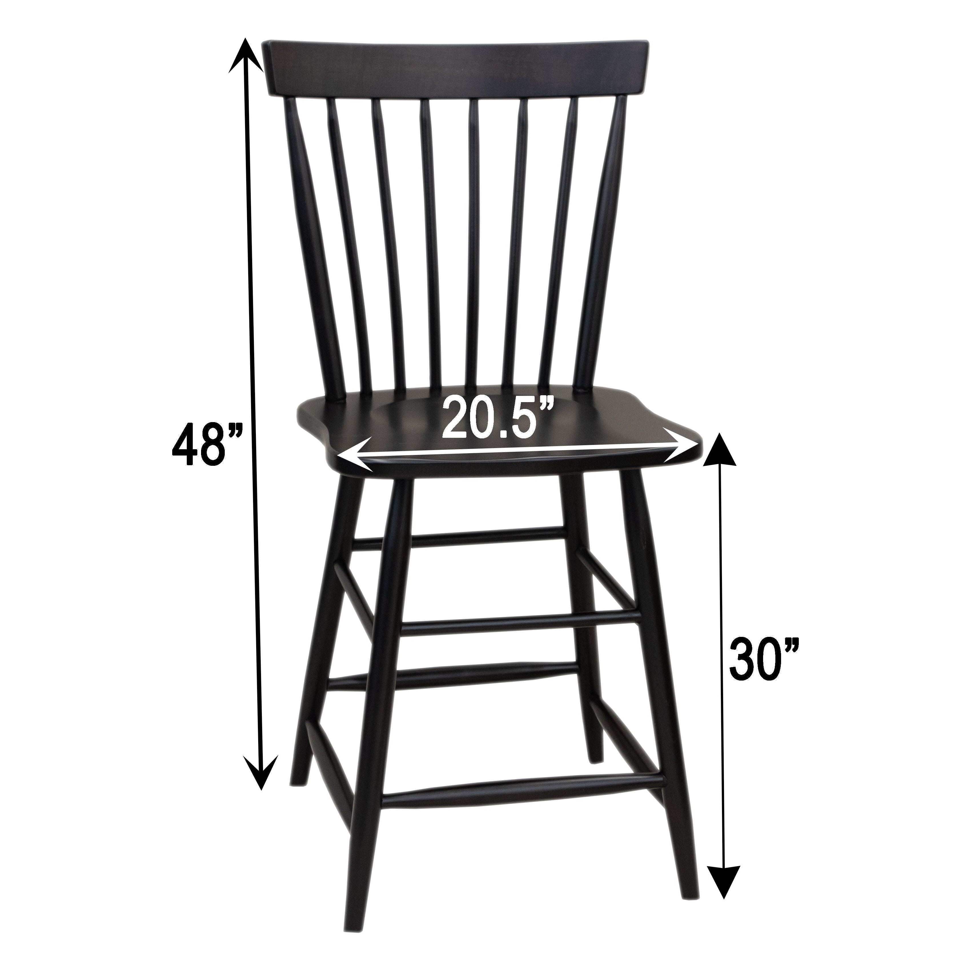 Millcreek Black Windsor Maple Wood 24" Stationary Bar Stool | EB