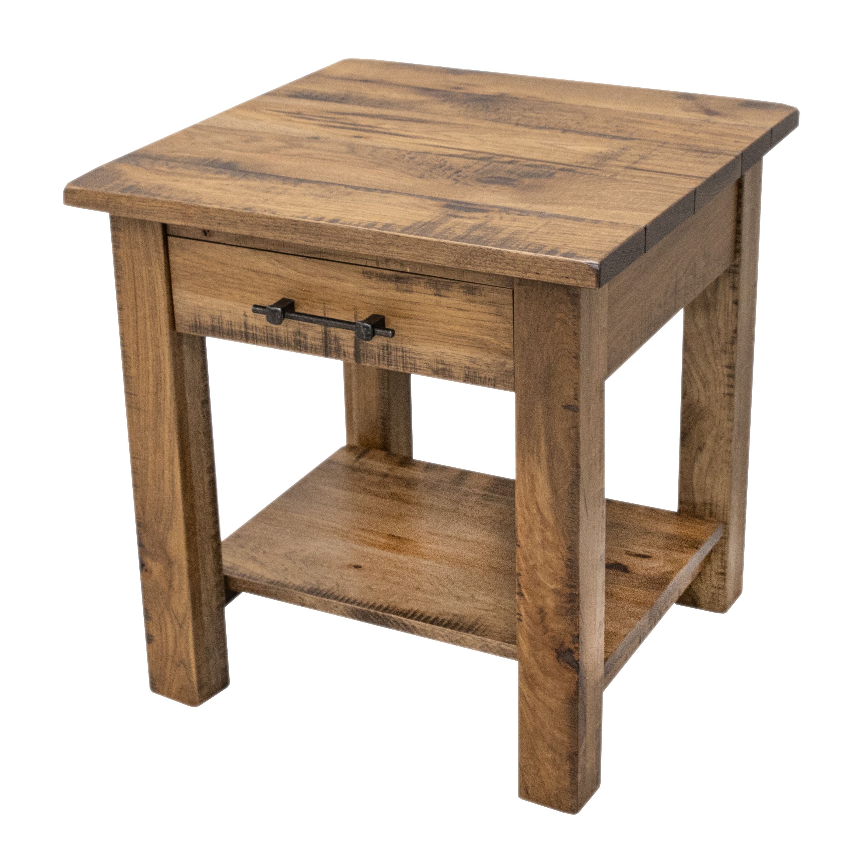 Milltown Hickory Wood Large Square Open End Table | CO